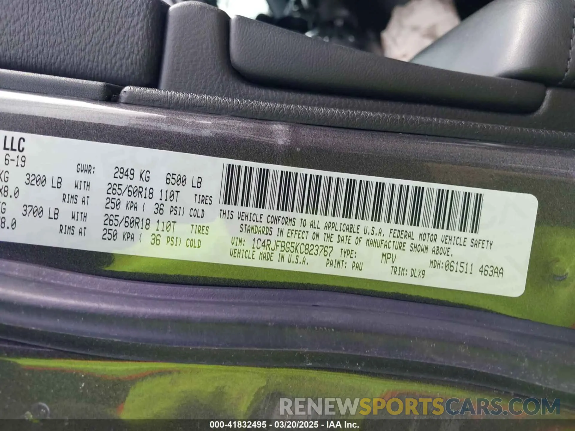 9 fotografías del automóvil dañado 1C4RJFBG5KC823767 JEEP GRAND CHEROKEE 2019