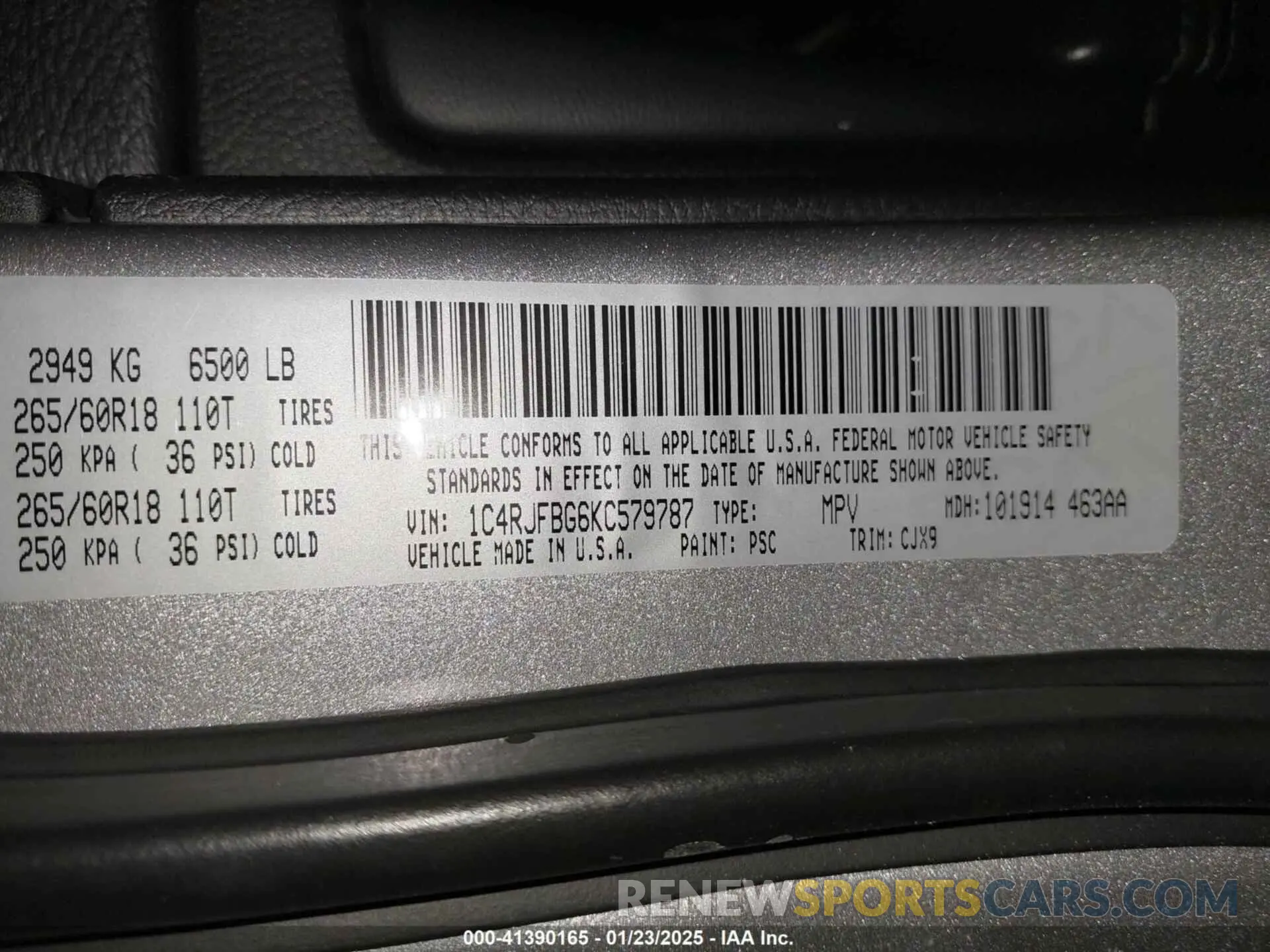 9 fotografías del automóvil dañado 1C4RJFBG6KC579787 JEEP GRAND CHEROKEE 2019