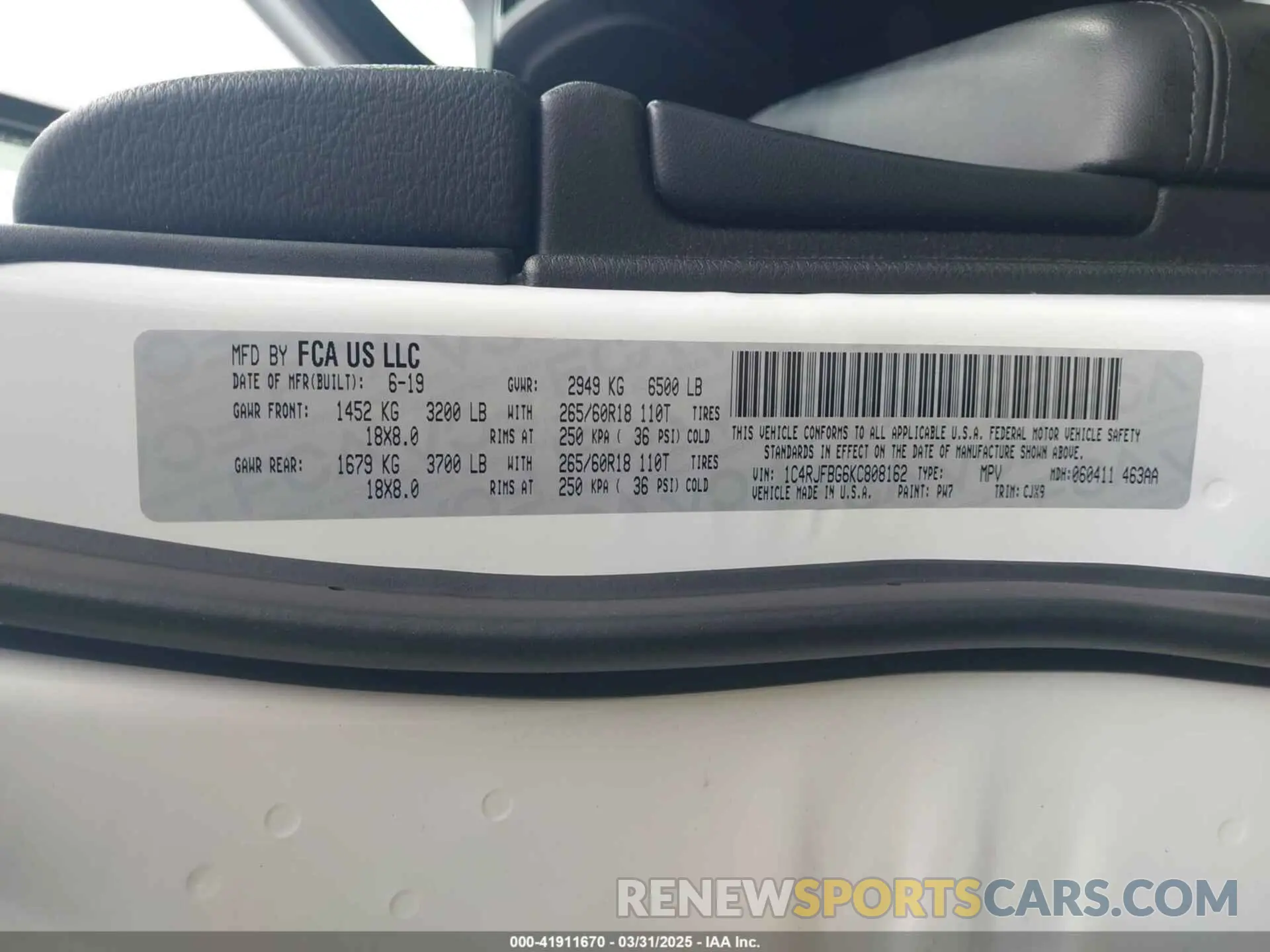 9 fotografías del automóvil dañado 1C4RJFBG6KC808162 JEEP GRAND CHEROKEE 2019
