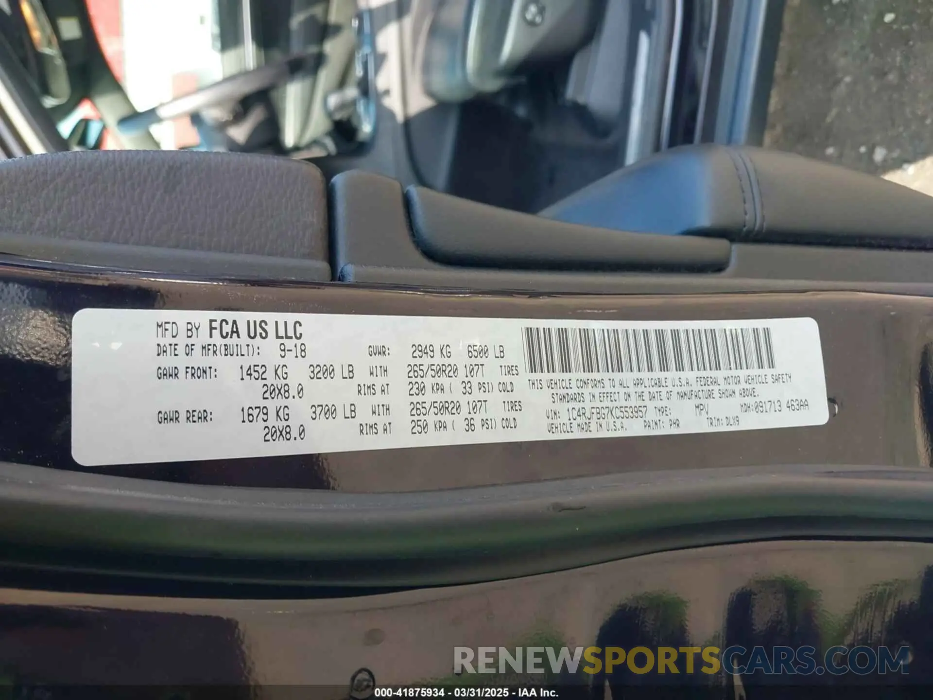 9 fotografías del automóvil dañado 1C4RJFBG7KC553957 JEEP GRAND CHEROKEE 2019