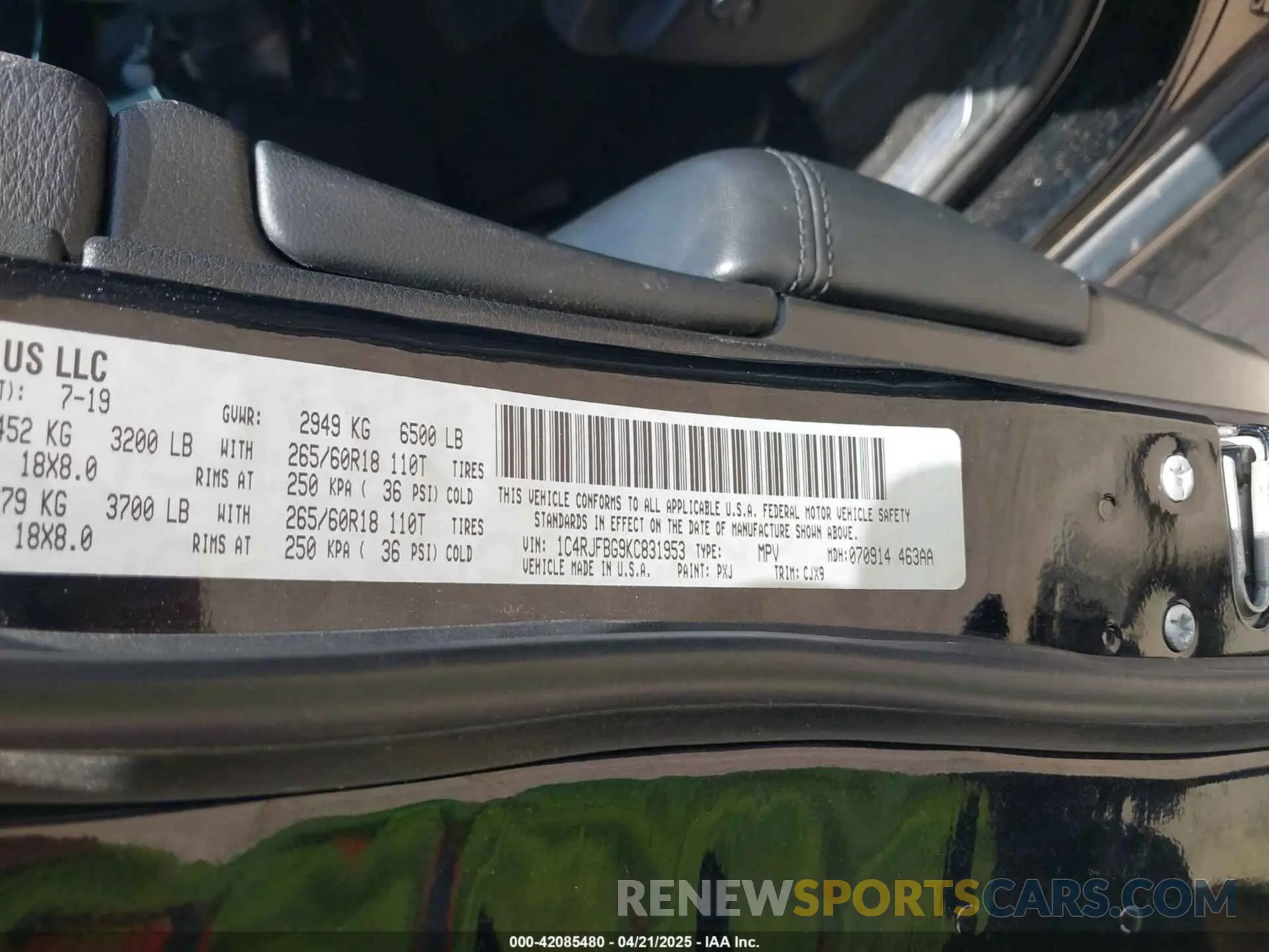 9 fotografías del automóvil dañado 1C4RJFBG9KC831953 JEEP GRAND CHEROKEE 2019