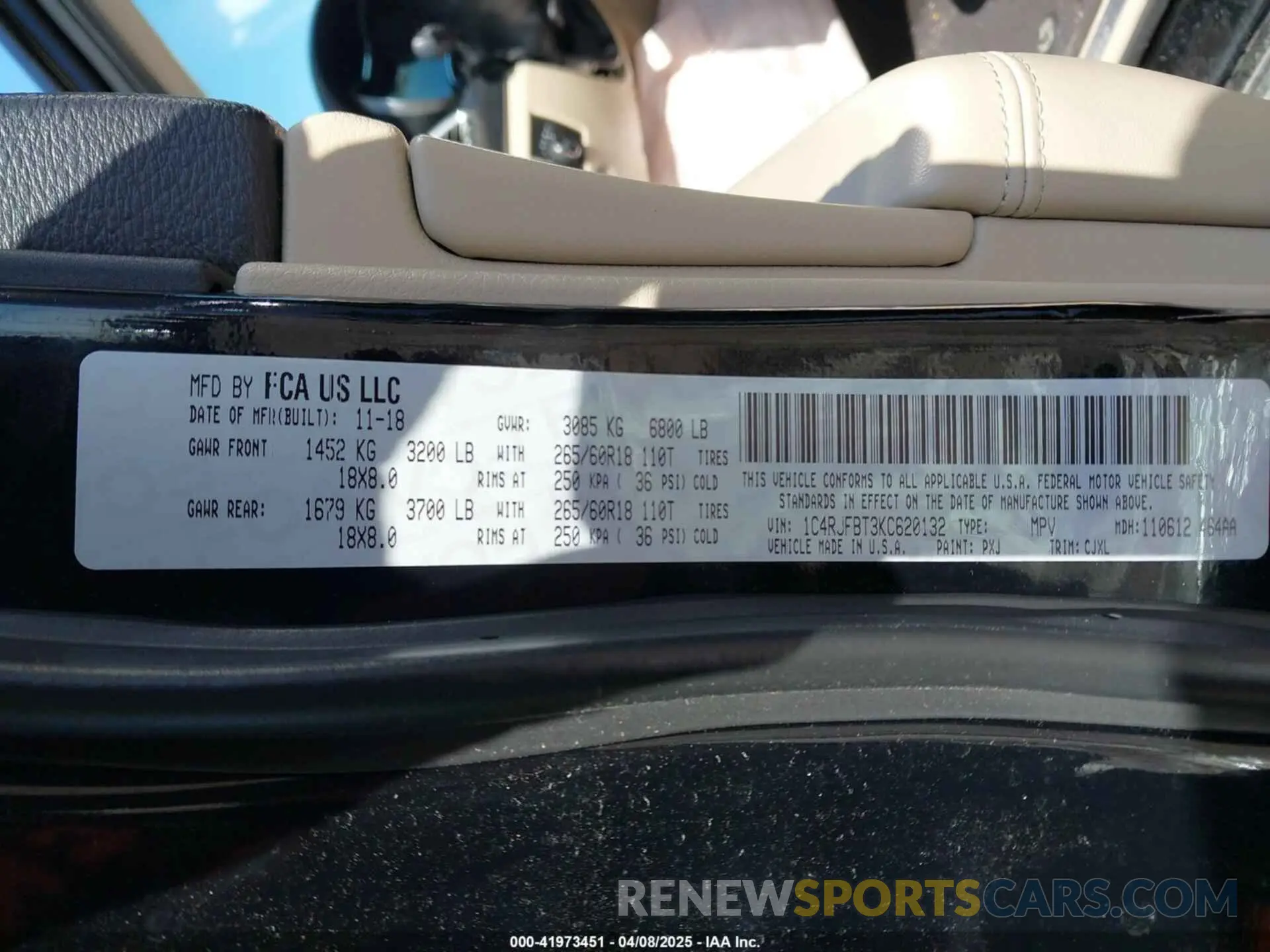 9 fotografías del automóvil dañado 1C4RJFBT3KC620132 JEEP GRAND CHEROKEE 2019