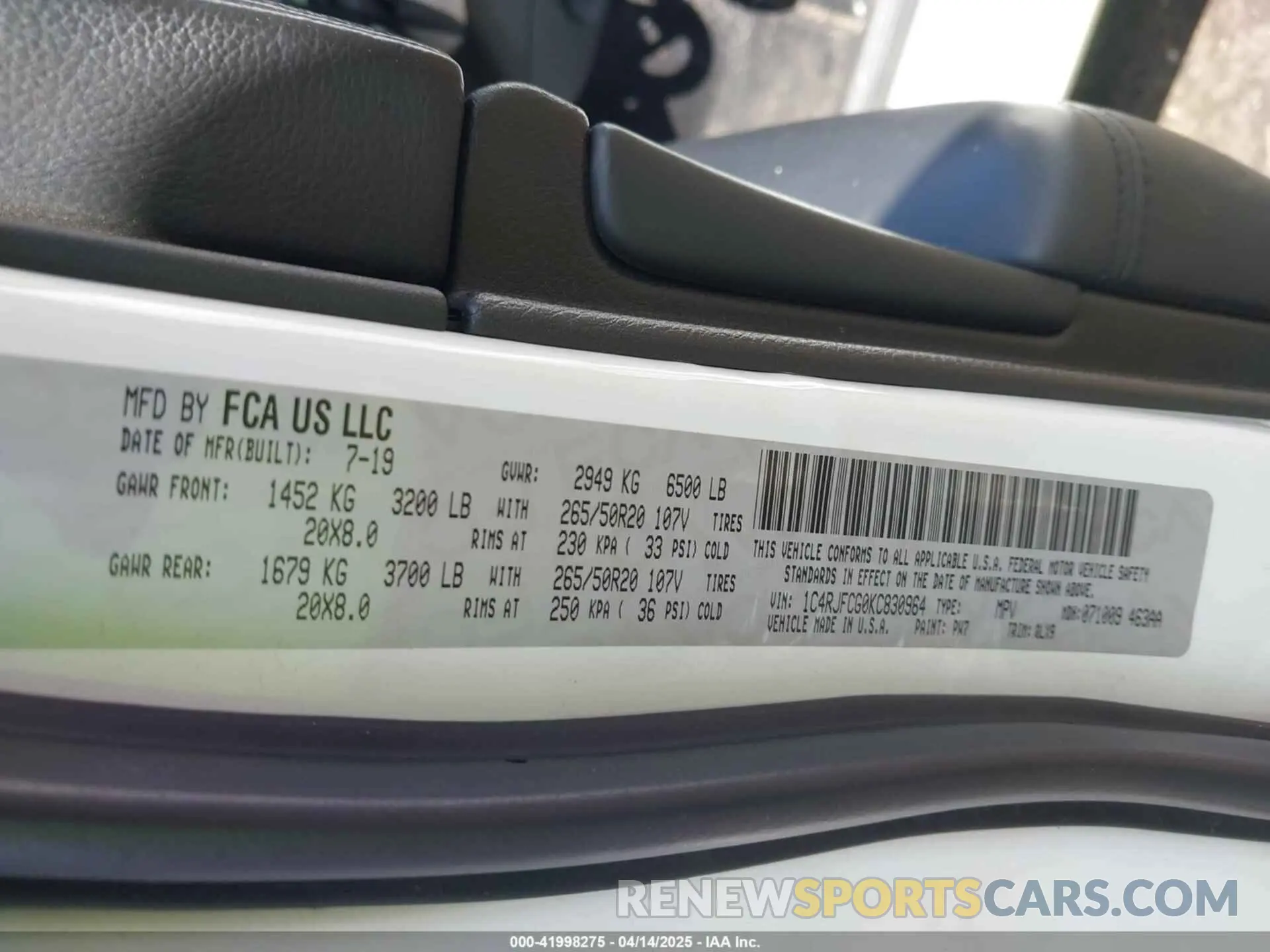9 fotografías del automóvil dañado 1C4RJFCG0KC830964 JEEP GRAND CHEROKEE 2019