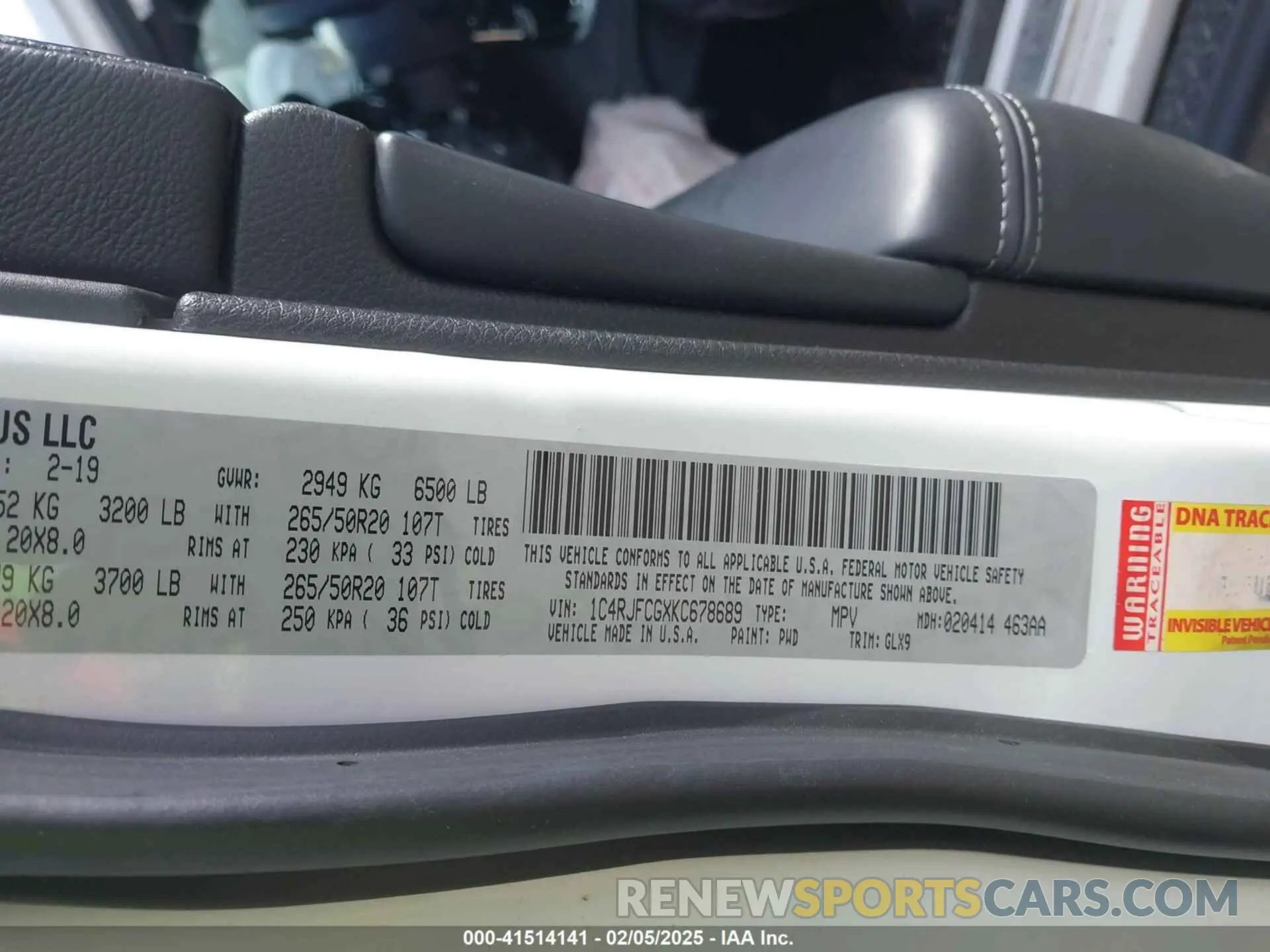 9 fotografías del automóvil dañado 1C4RJFCGXKC678689 JEEP GRAND CHEROKEE 2019