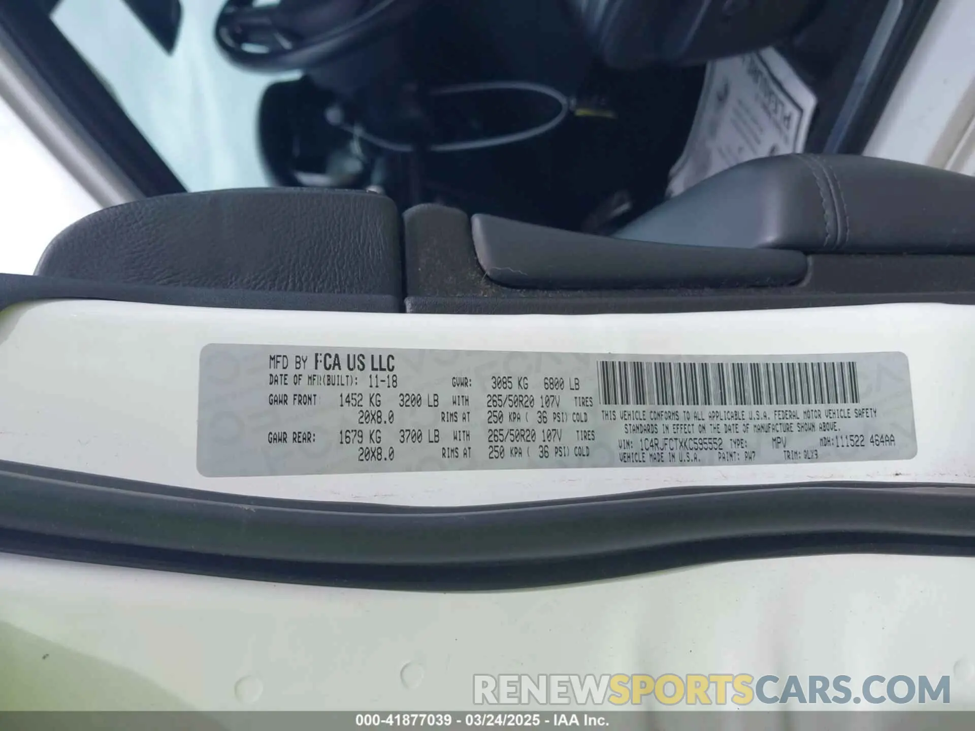 9 fotografías del automóvil dañado 1C4RJFCTXKC595552 JEEP GRAND CHEROKEE 2019