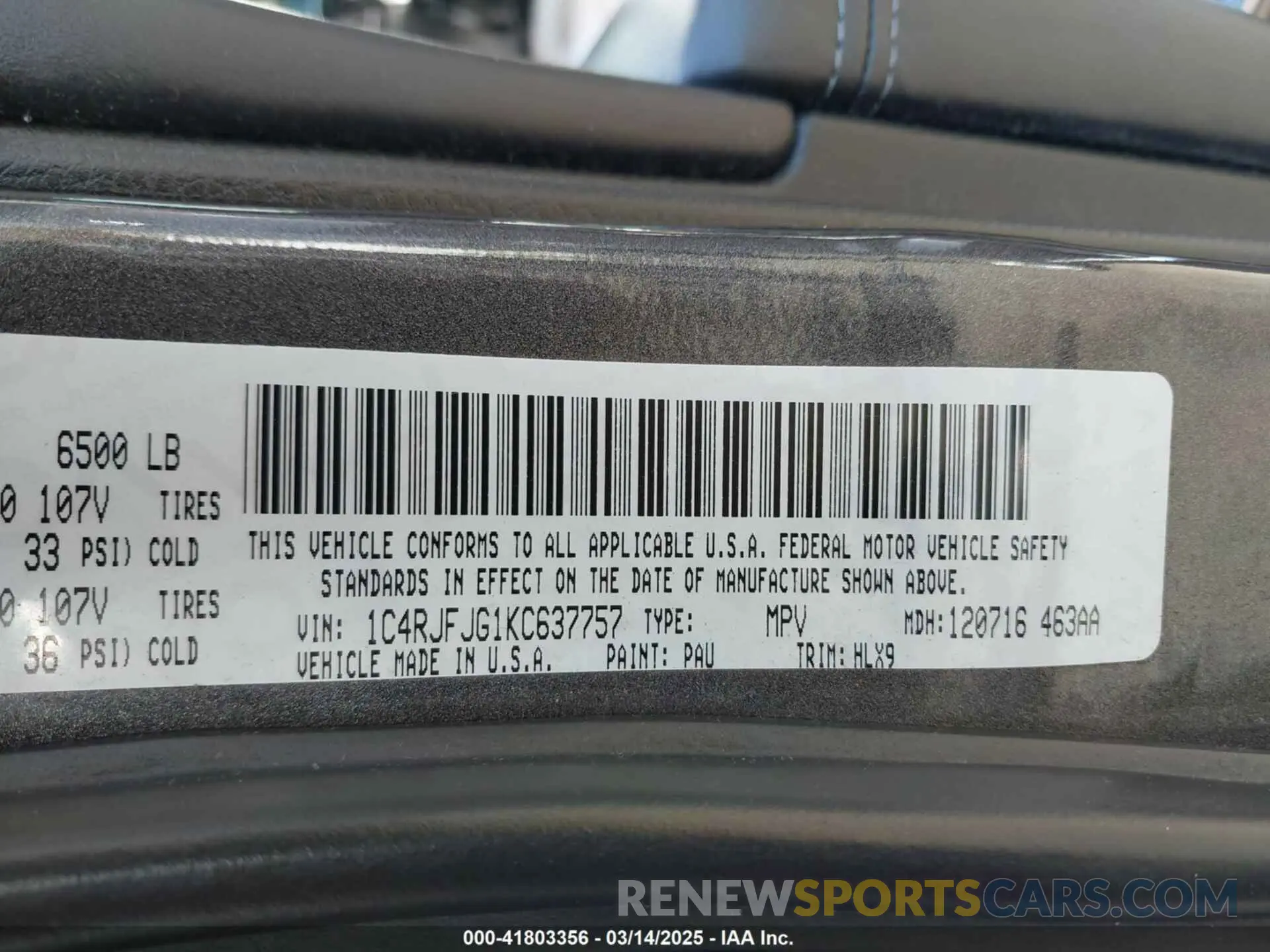 9 fotografías del automóvil dañado 1C4RJFJG1KC637757 JEEP GRAND CHEROKEE 2019