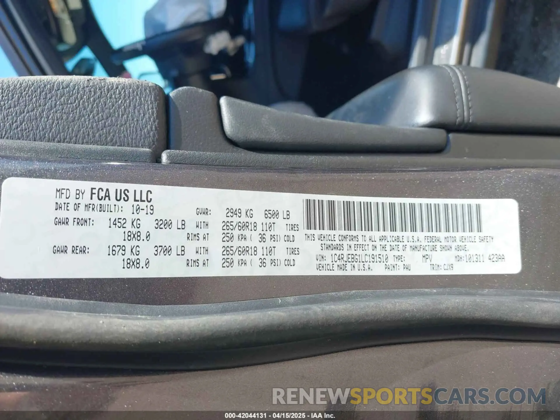 9 fotografías del automóvil dañado 1C4RJEBG1LC191510 JEEP GRAND CHEROKEE 2020
