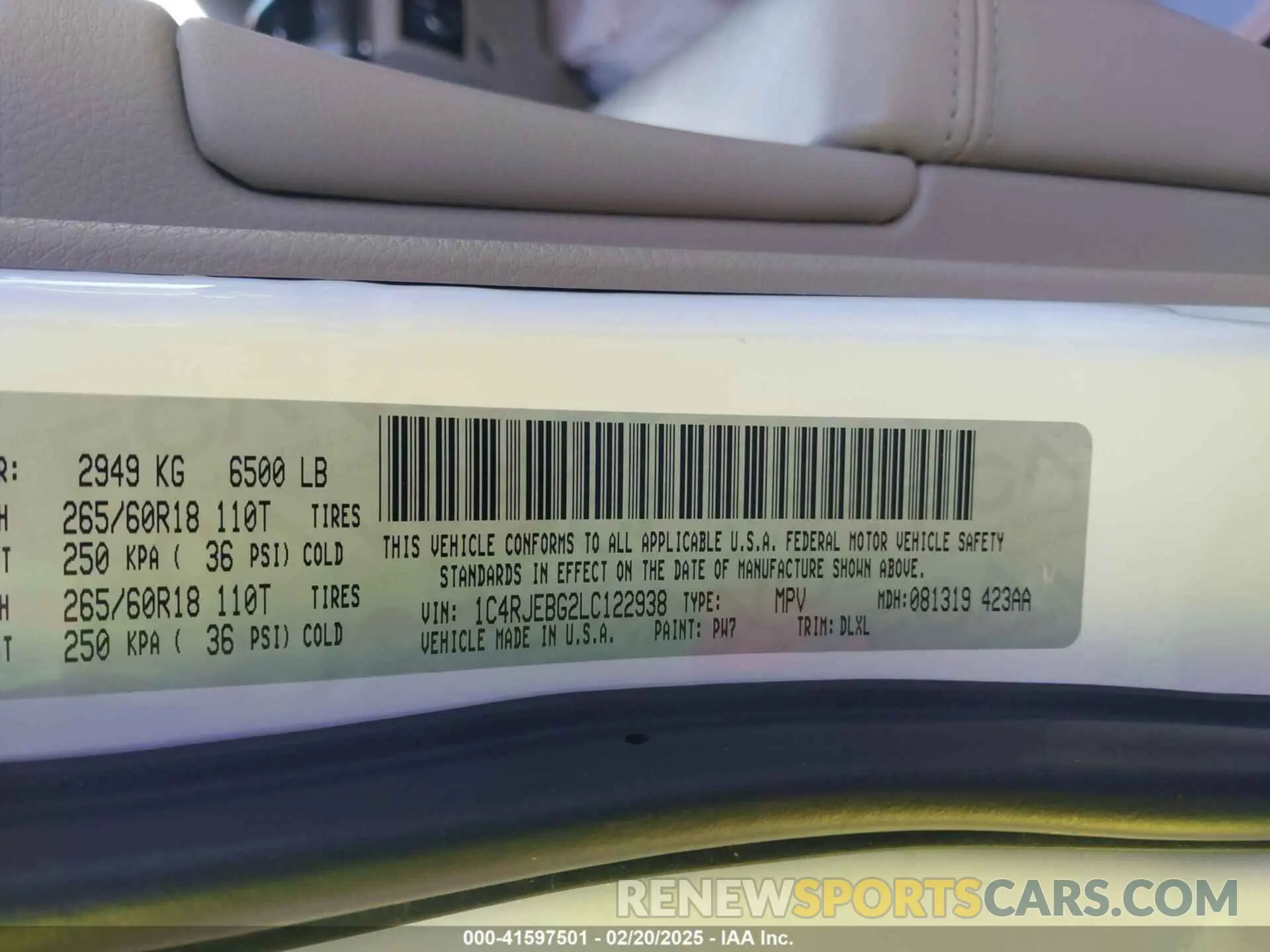 9 fotografías del automóvil dañado 1C4RJEBG2LC122938 JEEP GRAND CHEROKEE 2020