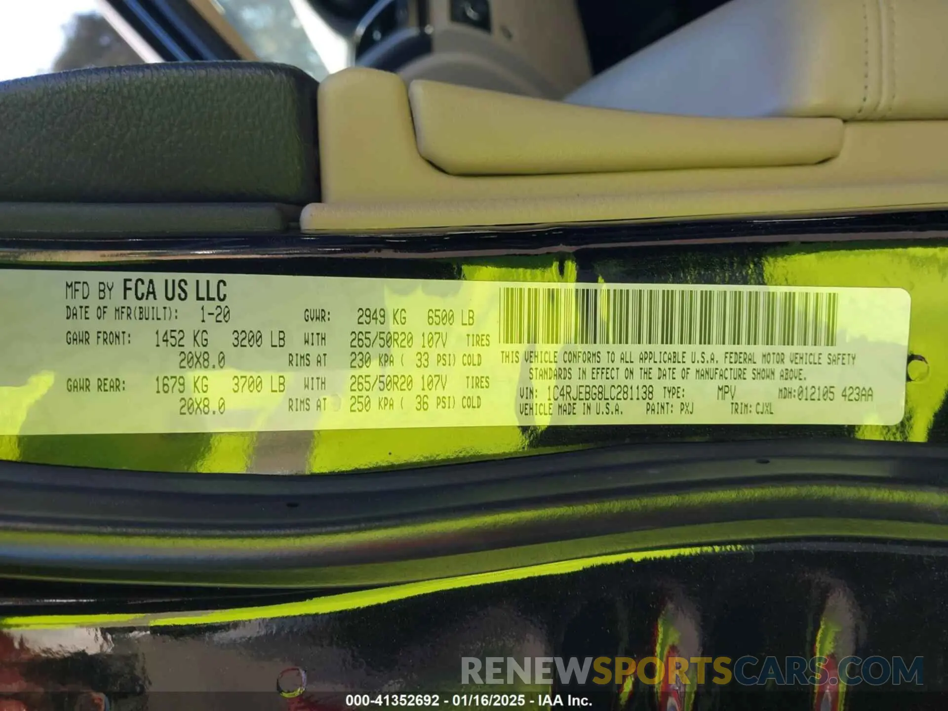 9 fotografías del automóvil dañado 1C4RJEBG8LC281138 JEEP GRAND CHEROKEE 2020