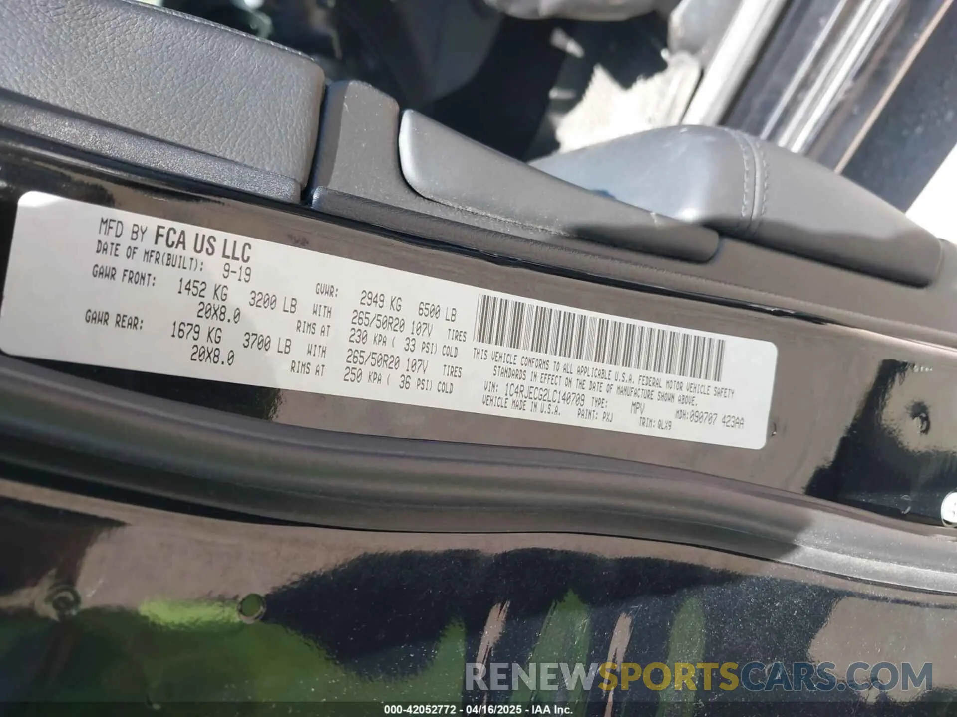 9 fotografías del automóvil dañado 1C4RJECG2LC140709 JEEP GRAND CHEROKEE 2020