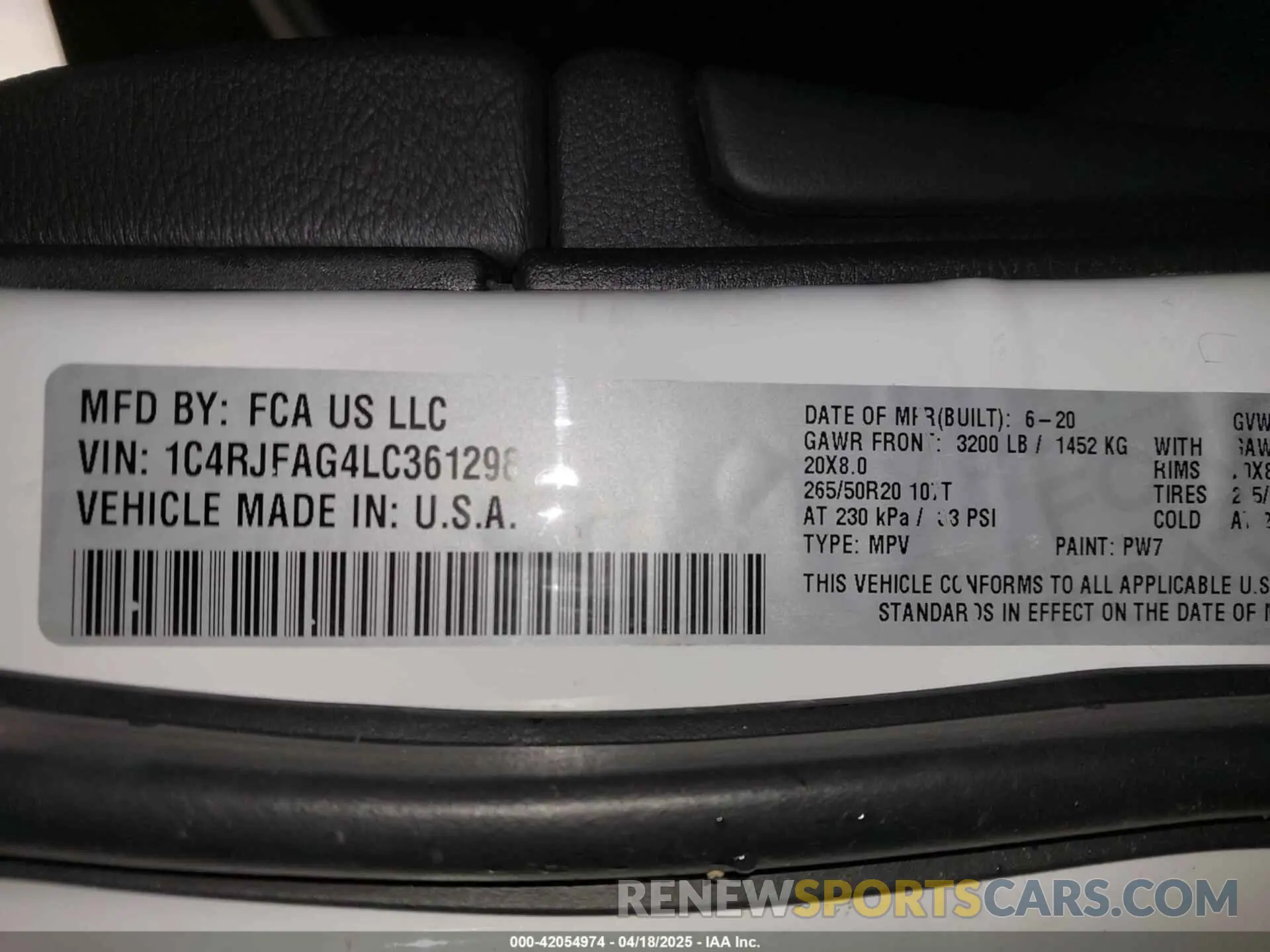 9 fotografías del automóvil dañado 1C4RJFAG4LC361298 JEEP GRAND CHEROKEE 2020