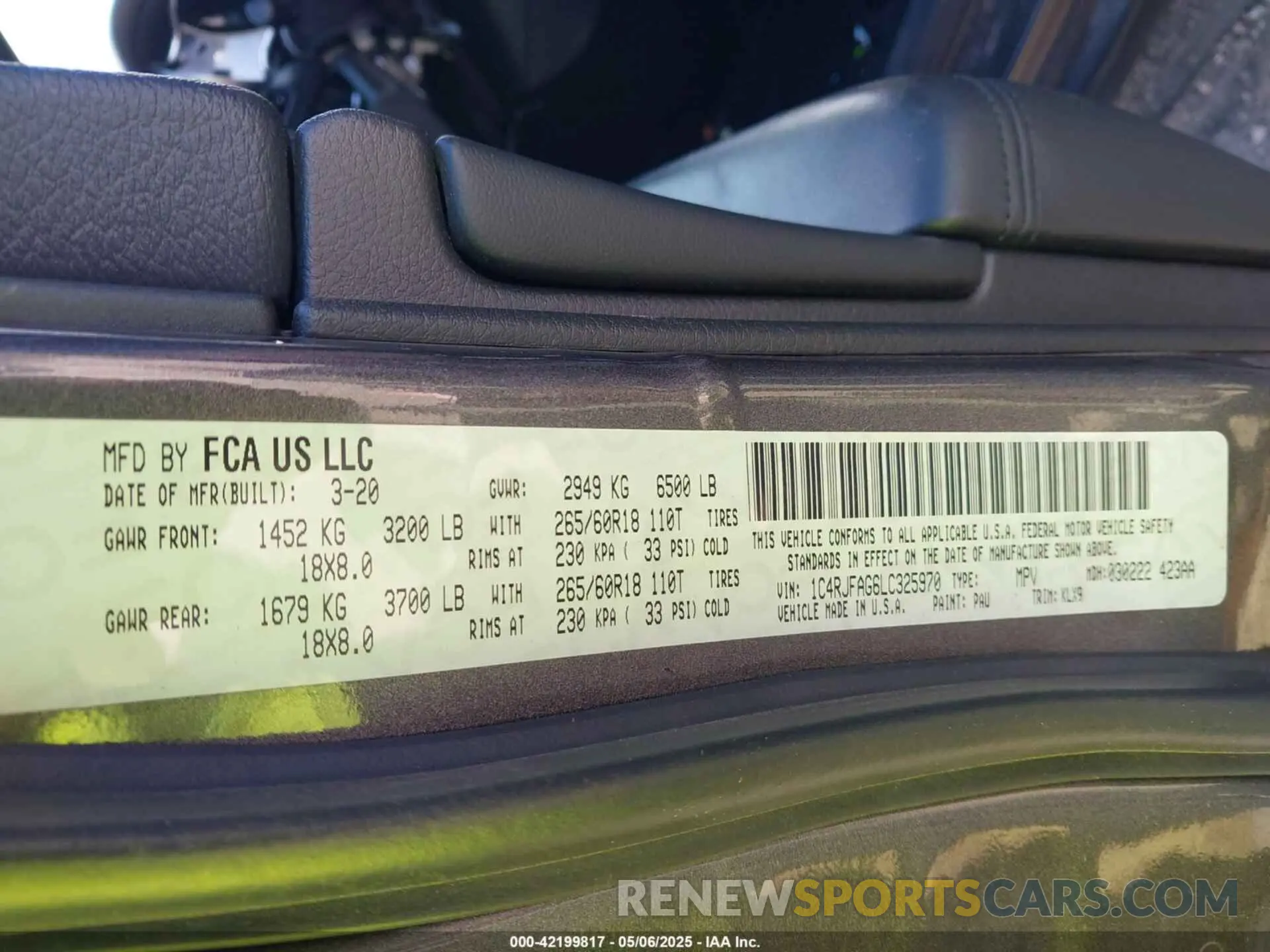 9 fotografías del automóvil dañado 1C4RJFAG6LC325970 JEEP GRAND CHEROKEE 2020