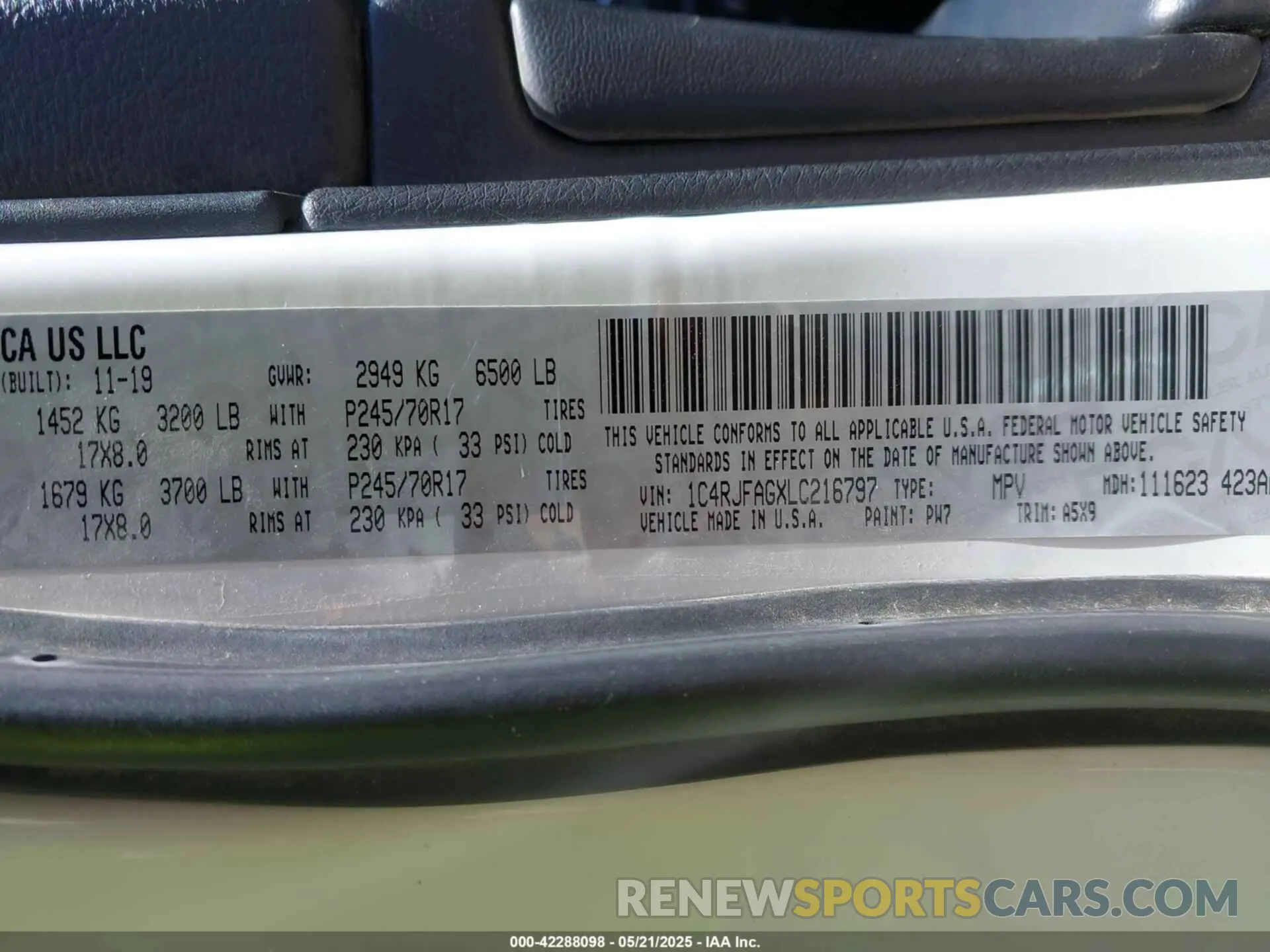 9 fotografías del automóvil dañado 1C4RJFAGXLC216797 JEEP GRAND CHEROKEE 2020