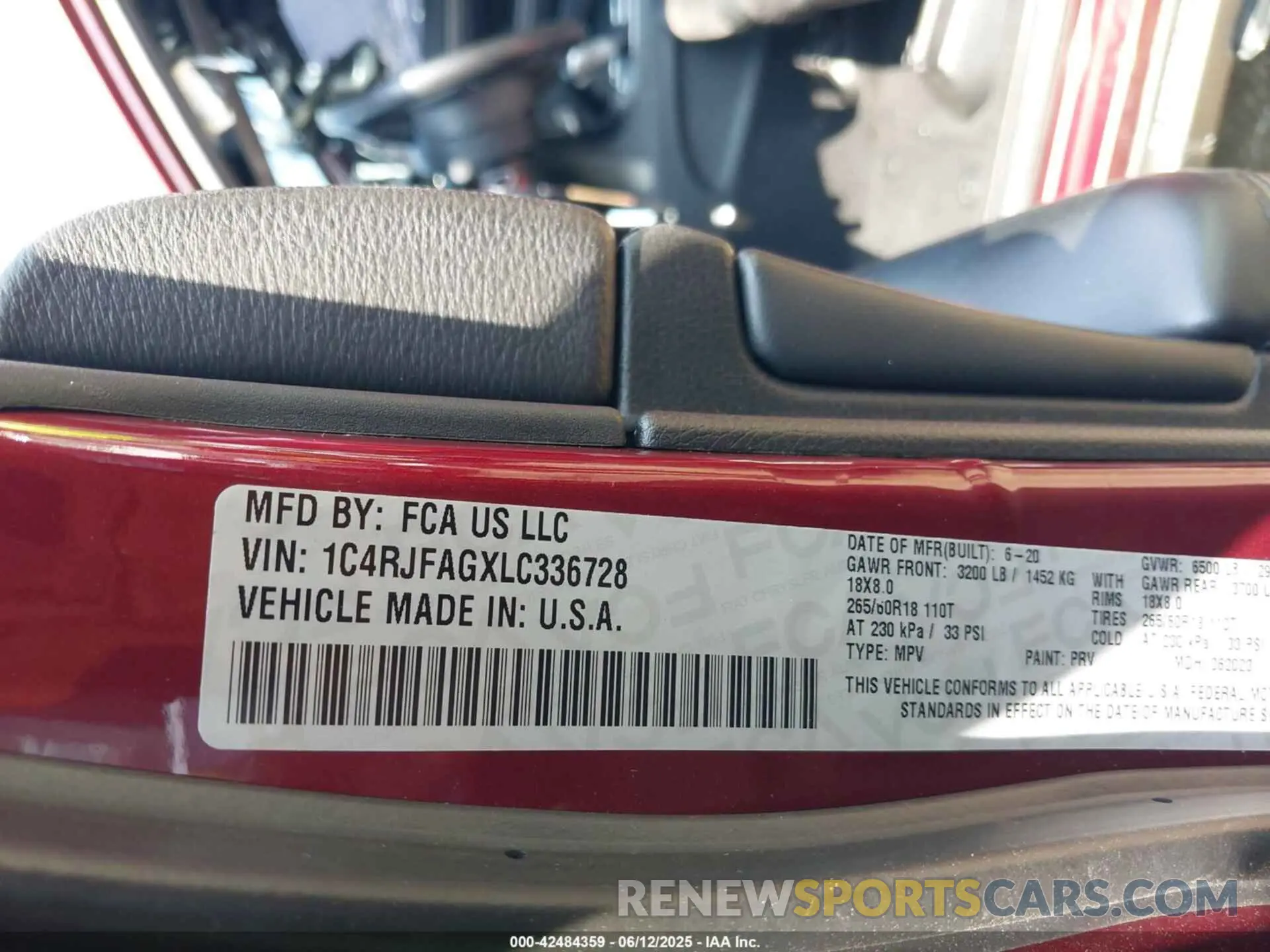 9 fotografías del automóvil dañado 1C4RJFAGXLC336728 JEEP GRAND CHEROKEE 2020