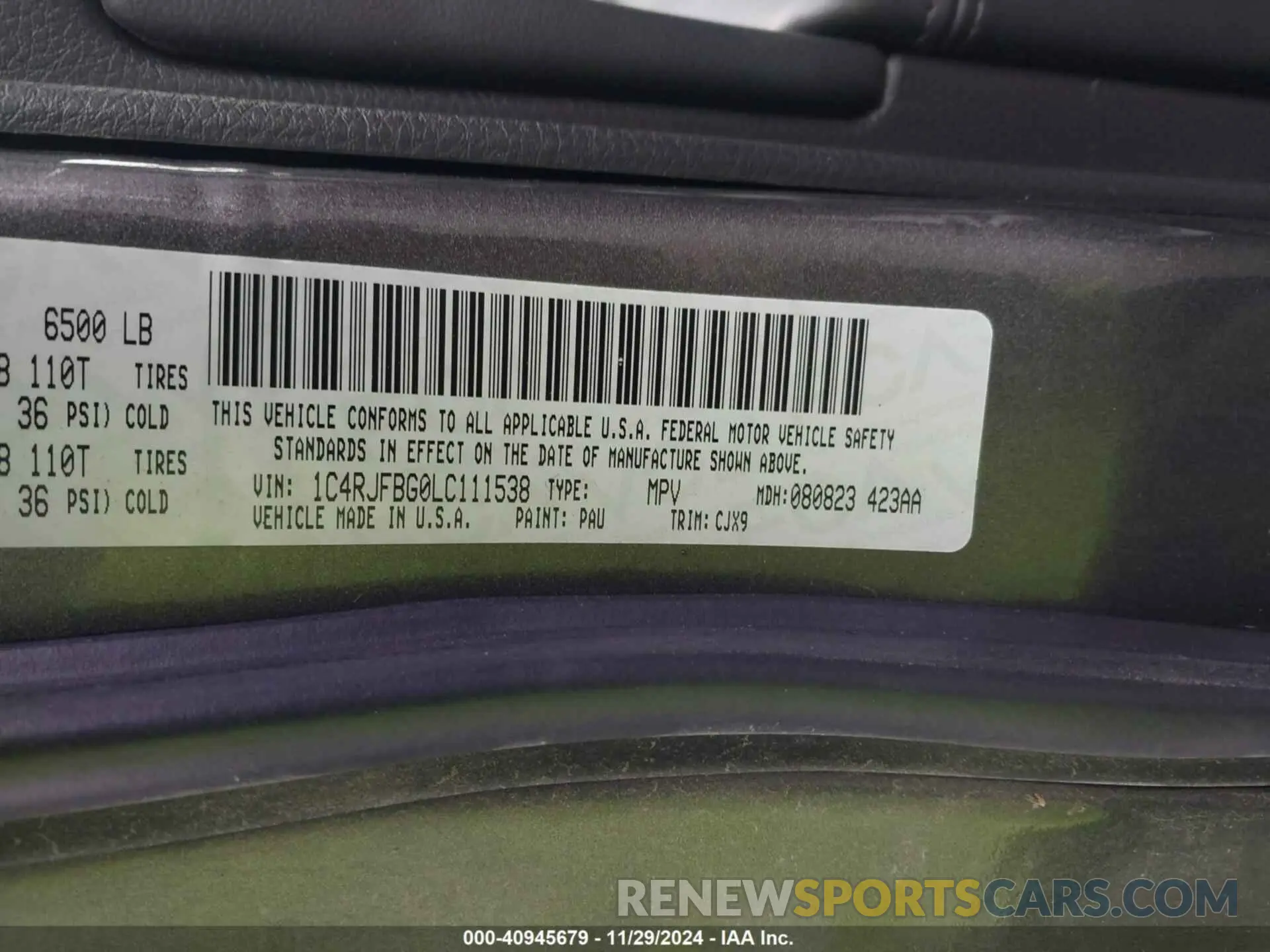 9 fotografías del automóvil dañado 1C4RJFBG0LC111538 JEEP GRAND CHEROKEE 2020