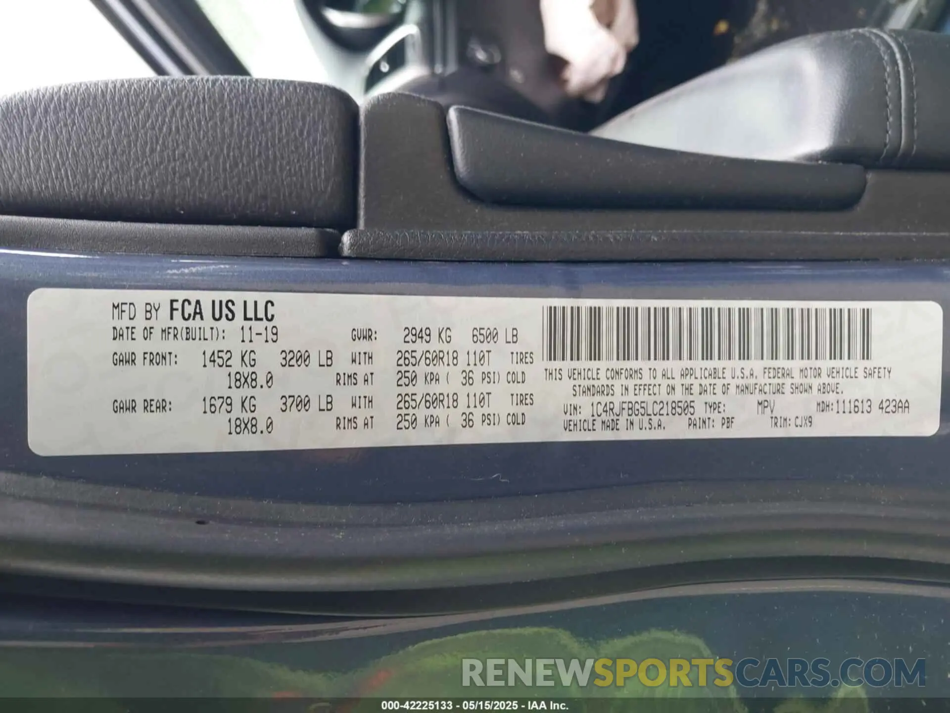 9 fotografías del automóvil dañado 1C4RJFBG5LC218505 JEEP GRAND CHEROKEE 2020