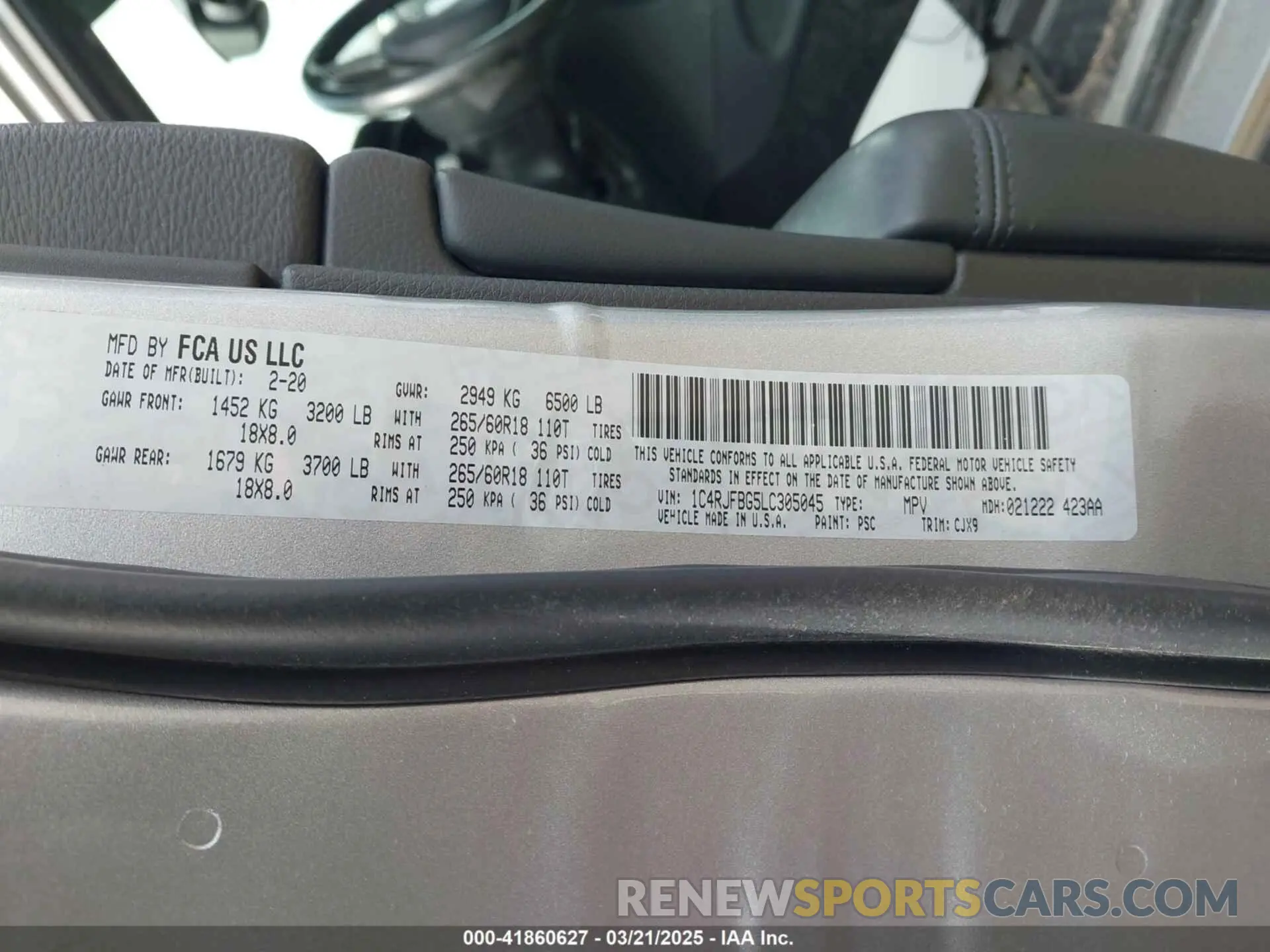 9 fotografías del automóvil dañado 1C4RJFBG5LC305045 JEEP GRAND CHEROKEE 2020