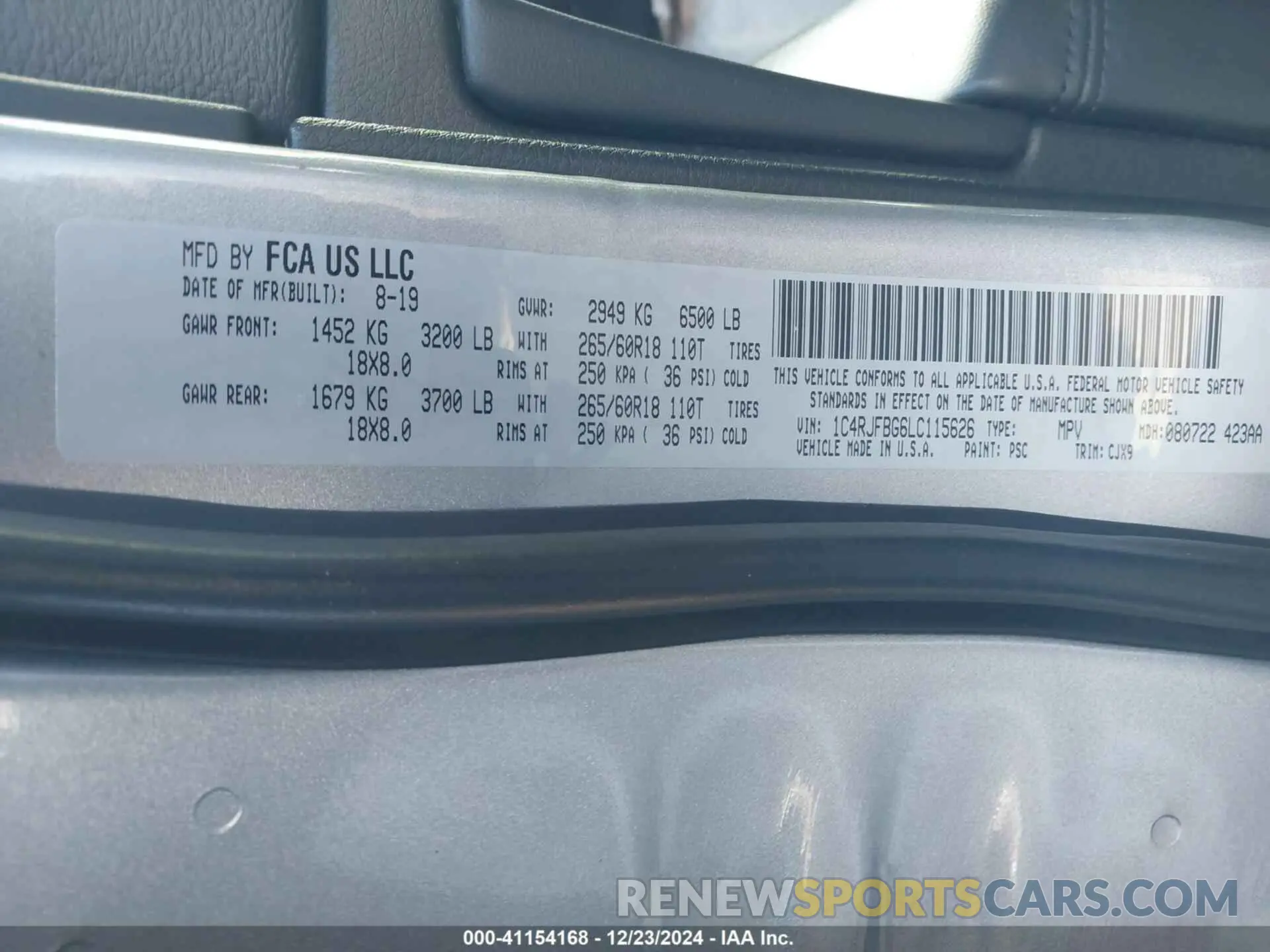 9 fotografías del automóvil dañado 1C4RJFBG6LC115626 JEEP GRAND CHEROKEE 2020