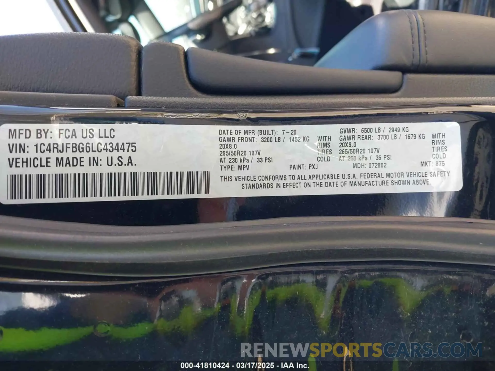 9 fotografías del automóvil dañado 1C4RJFBG6LC434475 JEEP GRAND CHEROKEE 2020