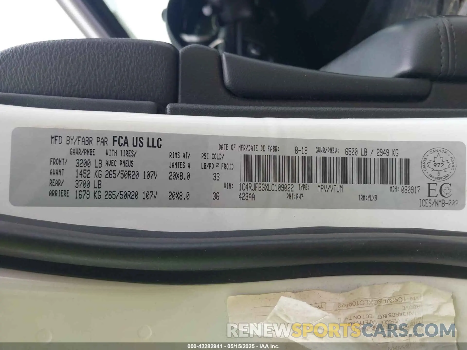 9 fotografías del automóvil dañado 1C4RJFBGXLC109022 JEEP GRAND CHEROKEE 2020