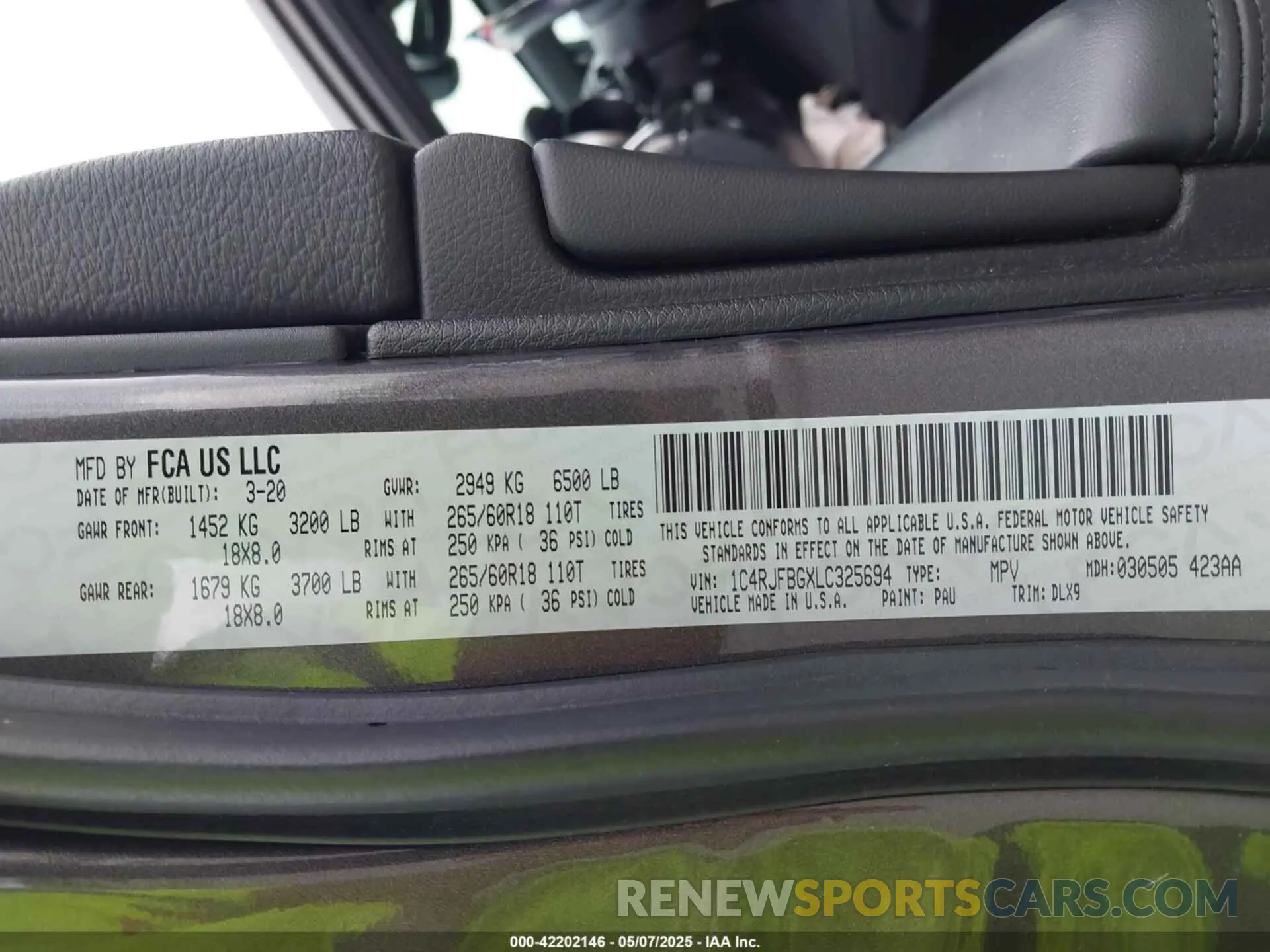 9 fotografías del automóvil dañado 1C4RJFBGXLC325694 JEEP GRAND CHEROKEE 2020