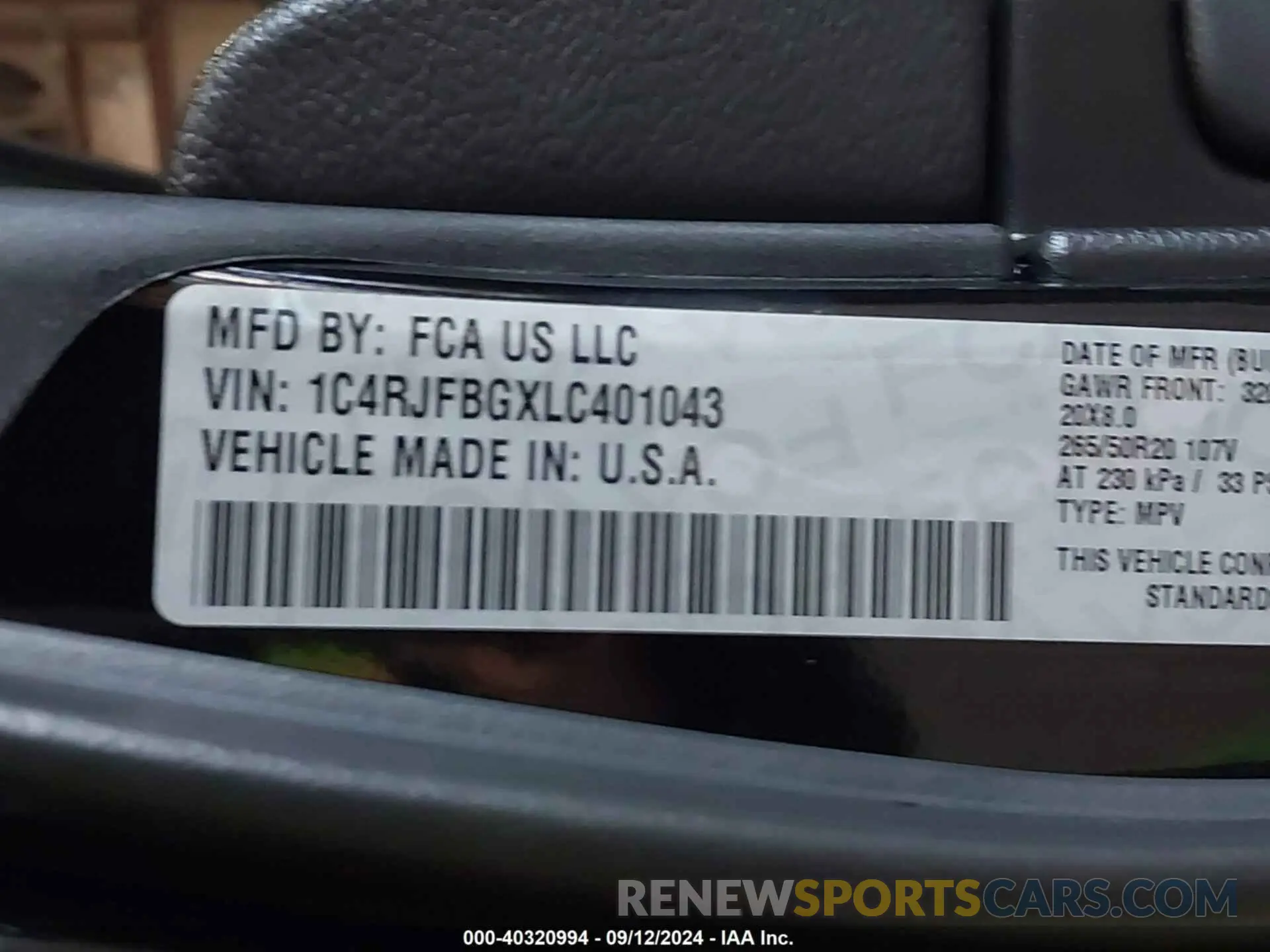 9 fotografías del automóvil dañado 1C4RJFBGXLC401043 JEEP GRAND CHEROKEE 2020