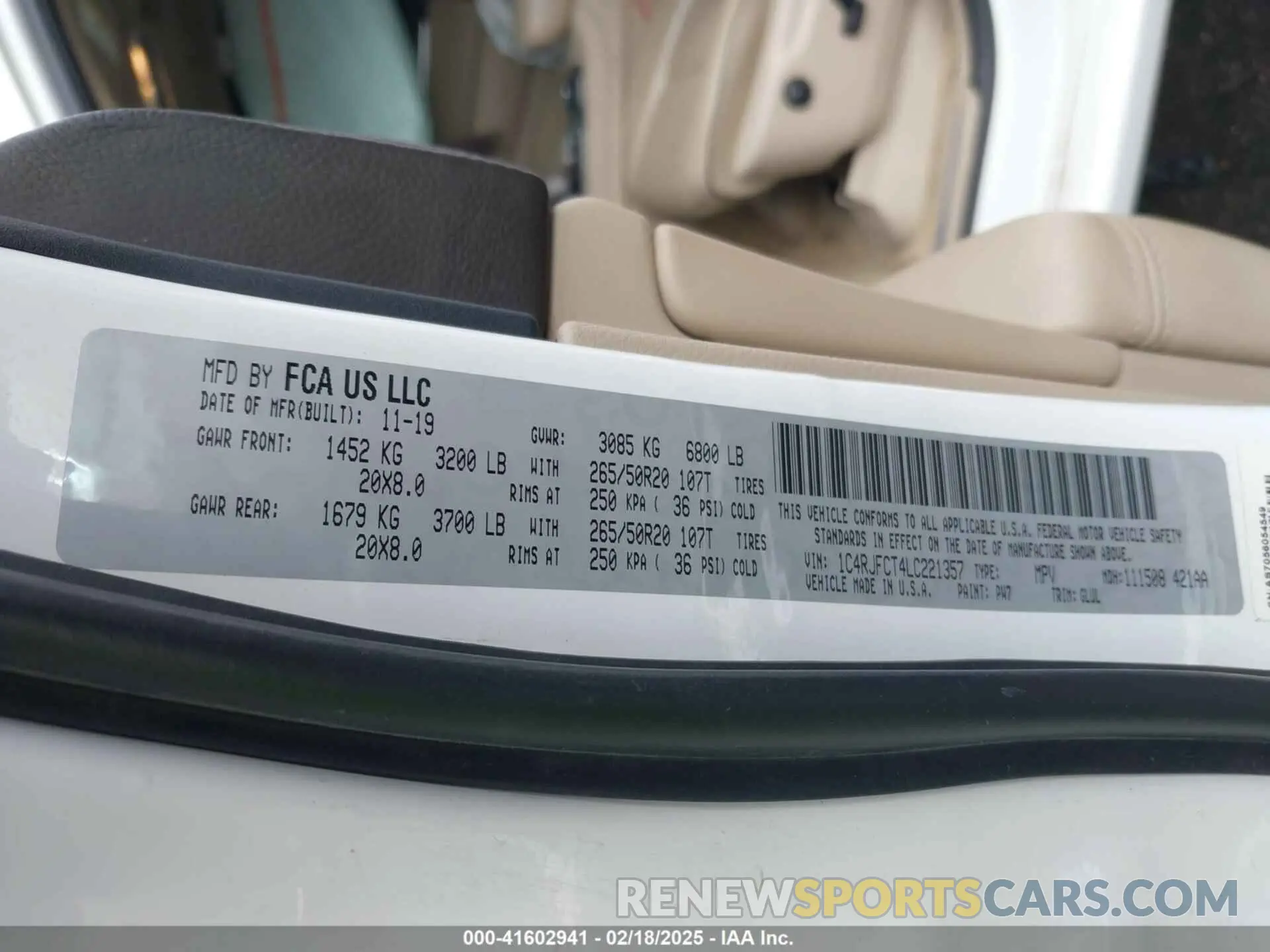 9 fotografías del automóvil dañado 1C4RJFCT4LC221357 JEEP GRAND CHEROKEE 2020
