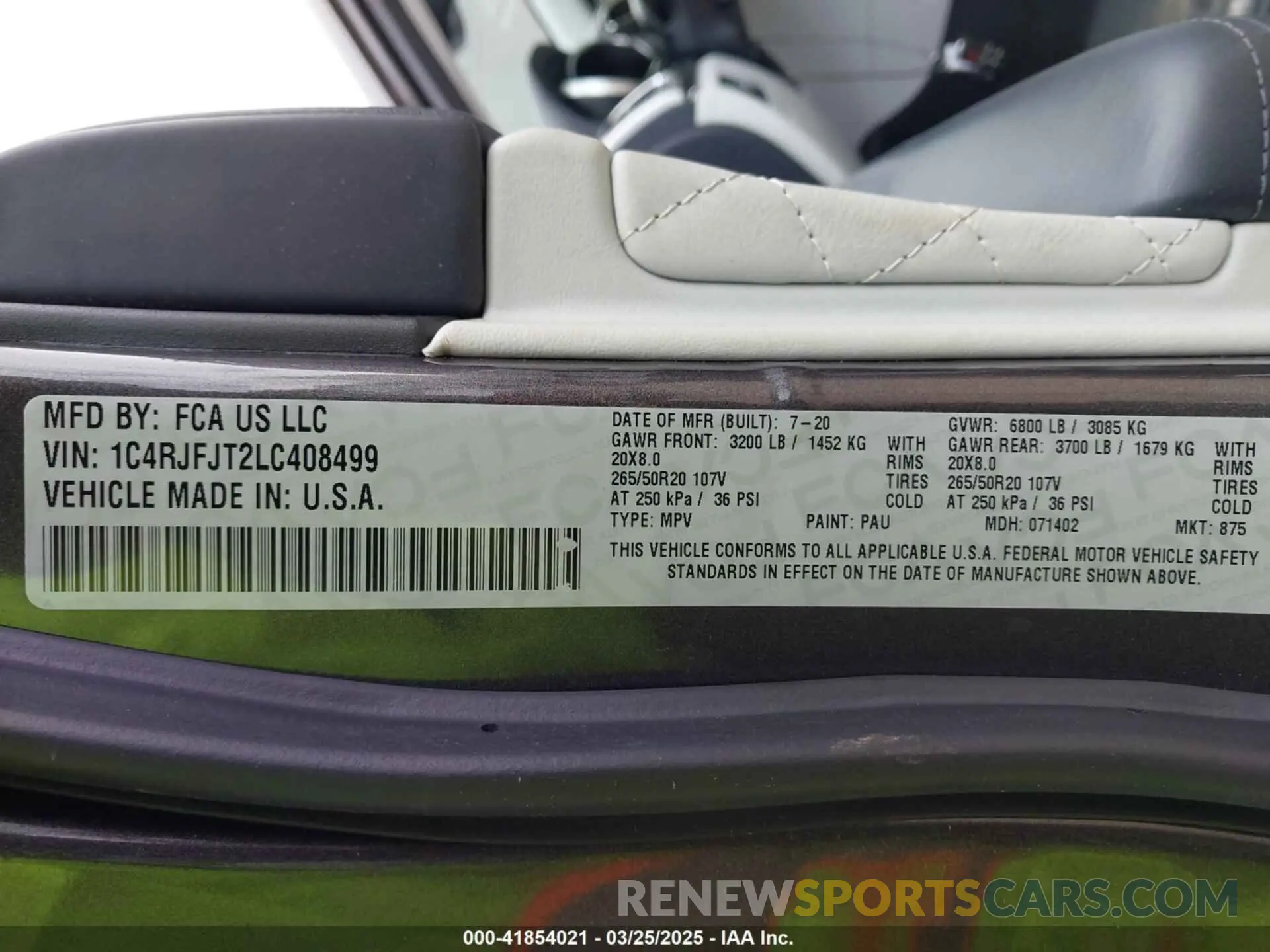 9 fotografías del automóvil dañado 1C4RJFJT2LC408499 JEEP GRAND CHEROKEE 2020