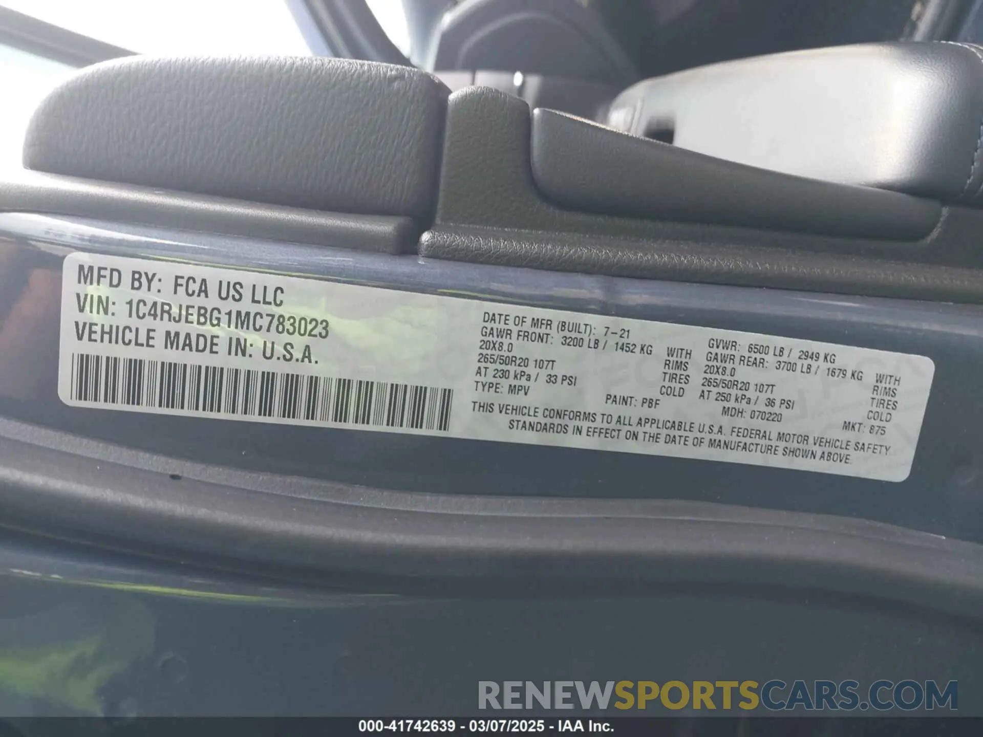 9 fotografías del automóvil dañado 1C4RJEBG1MC783023 JEEP GRAND CHEROKEE 2021