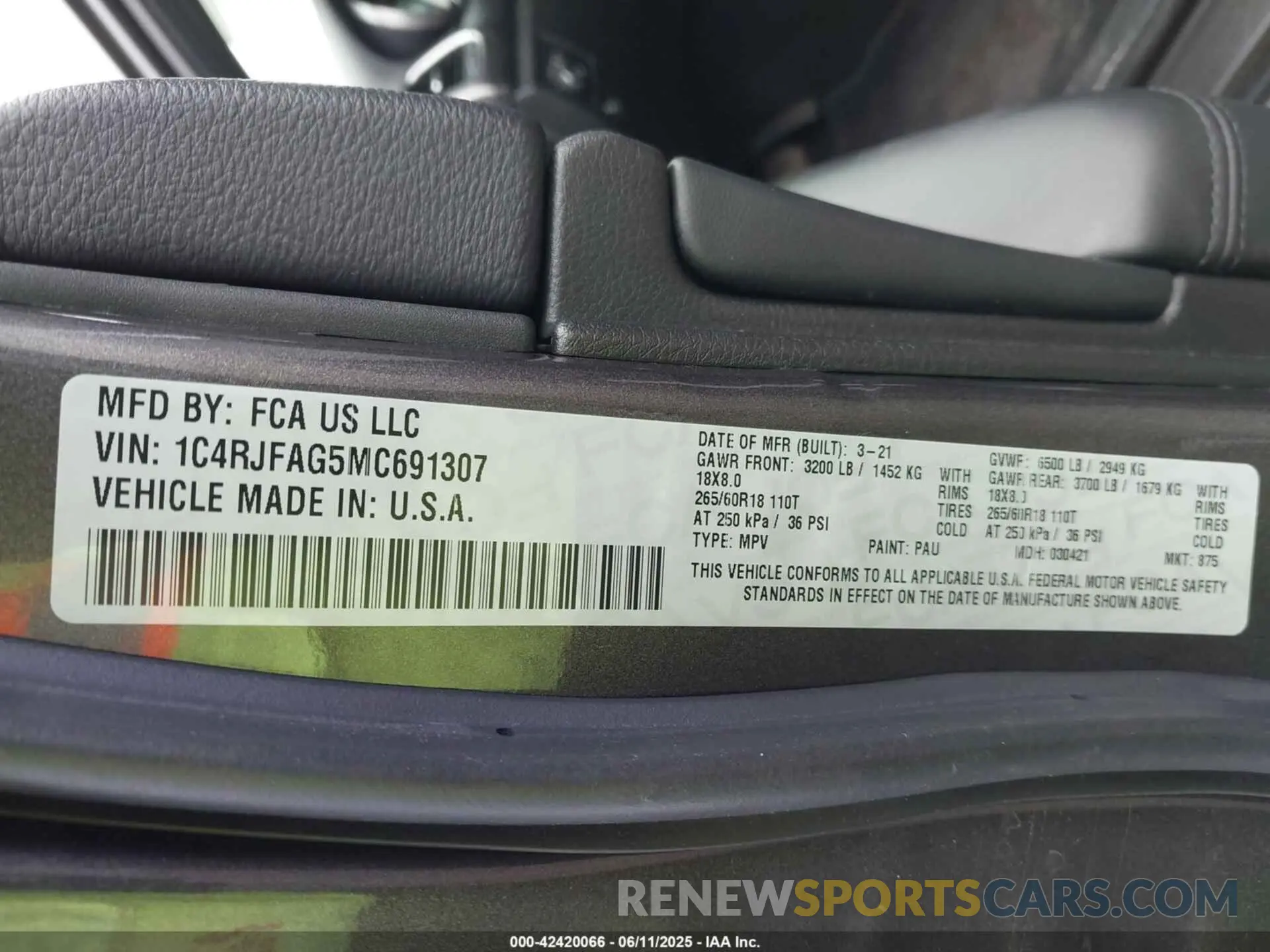 9 fotografías del automóvil dañado 1C4RJFAG5MC691307 JEEP GRAND CHEROKEE 2021