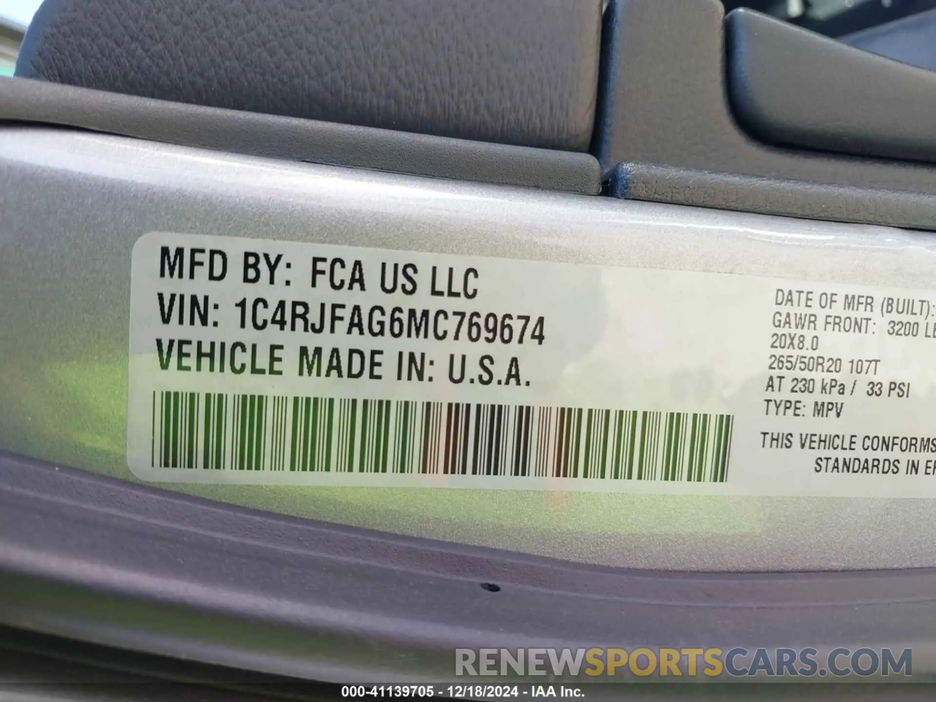 9 fotografías del automóvil dañado 1C4RJFAG6MC769674 JEEP GRAND CHEROKEE 2021