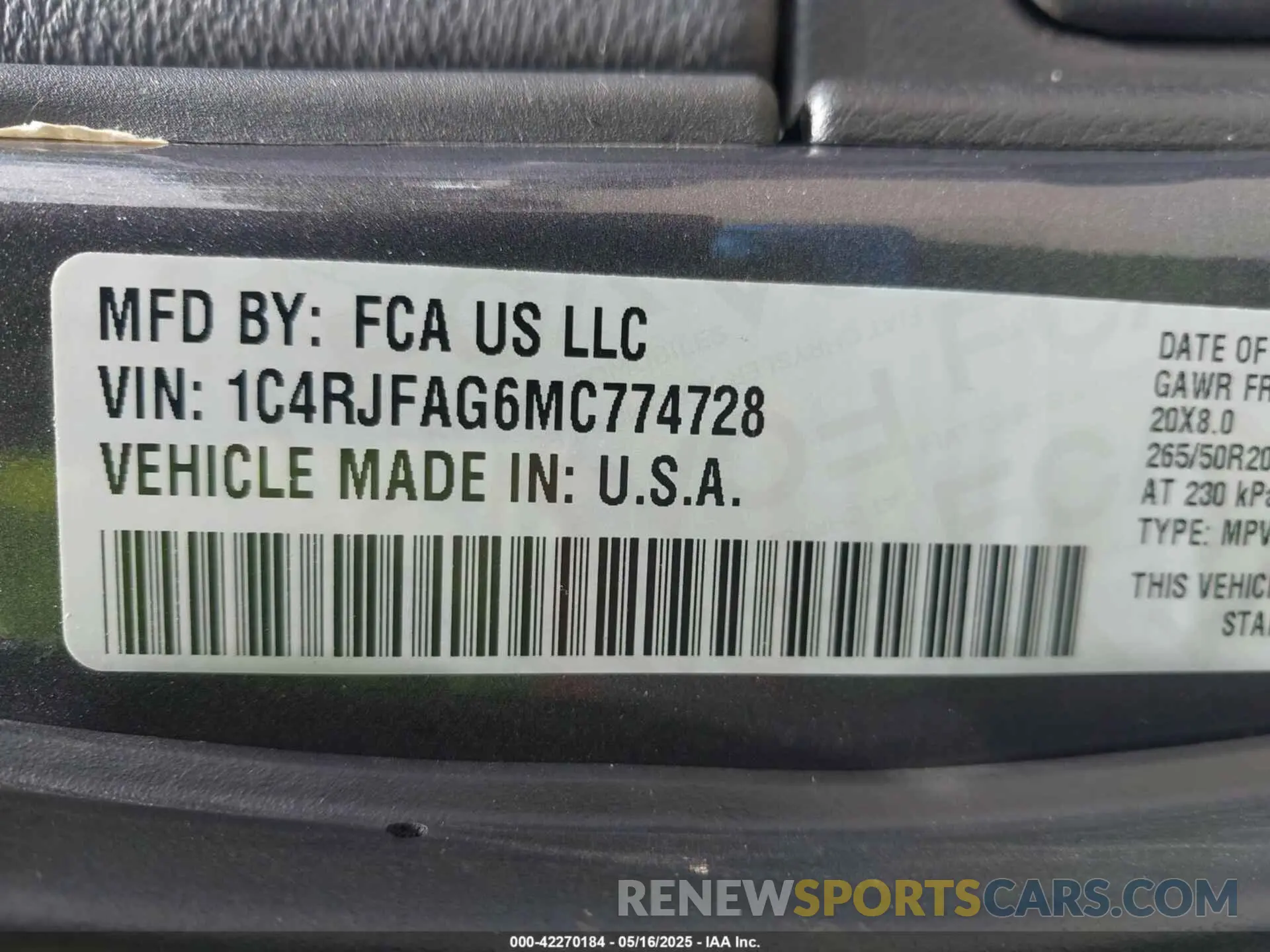 9 fotografías del automóvil dañado 1C4RJFAG6MC774728 JEEP GRAND CHEROKEE 2021