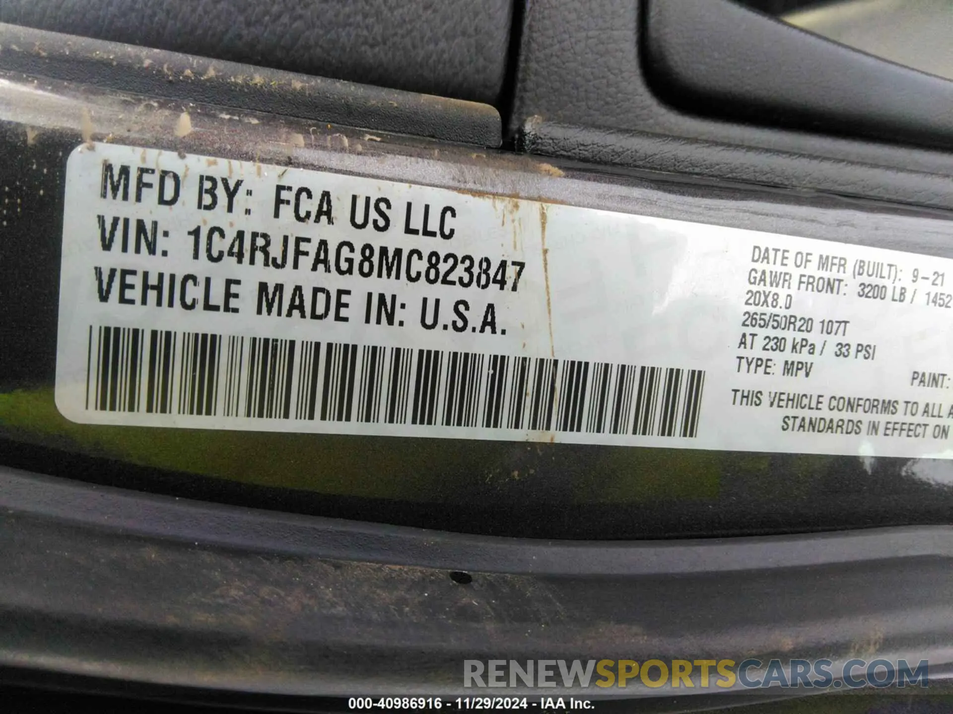 9 fotografías del automóvil dañado 1C4RJFAG8MC823847 JEEP GRAND CHEROKEE 2021