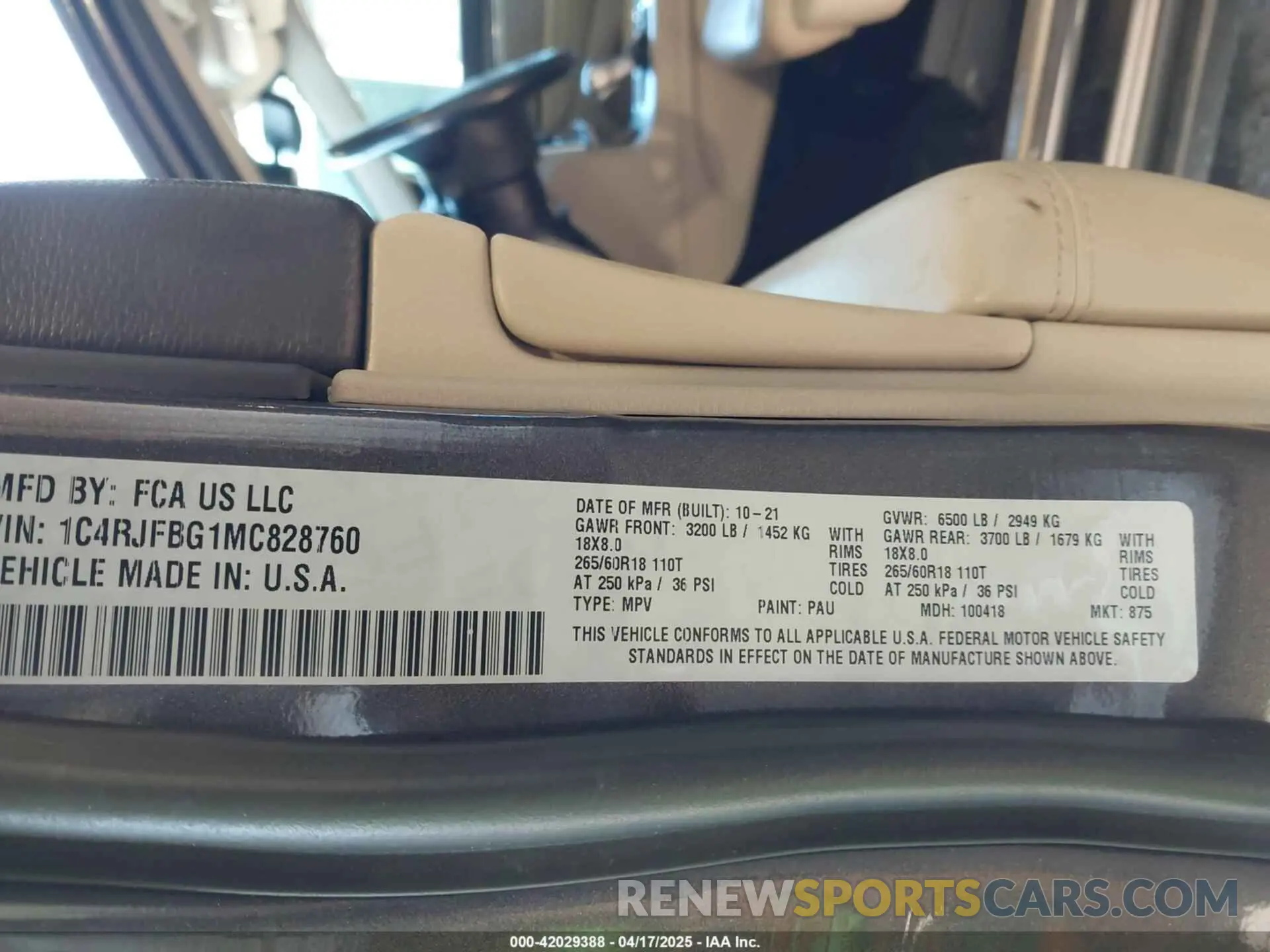 9 fotografías del automóvil dañado 1C4RJFBG1MC828760 JEEP GRAND CHEROKEE 2021