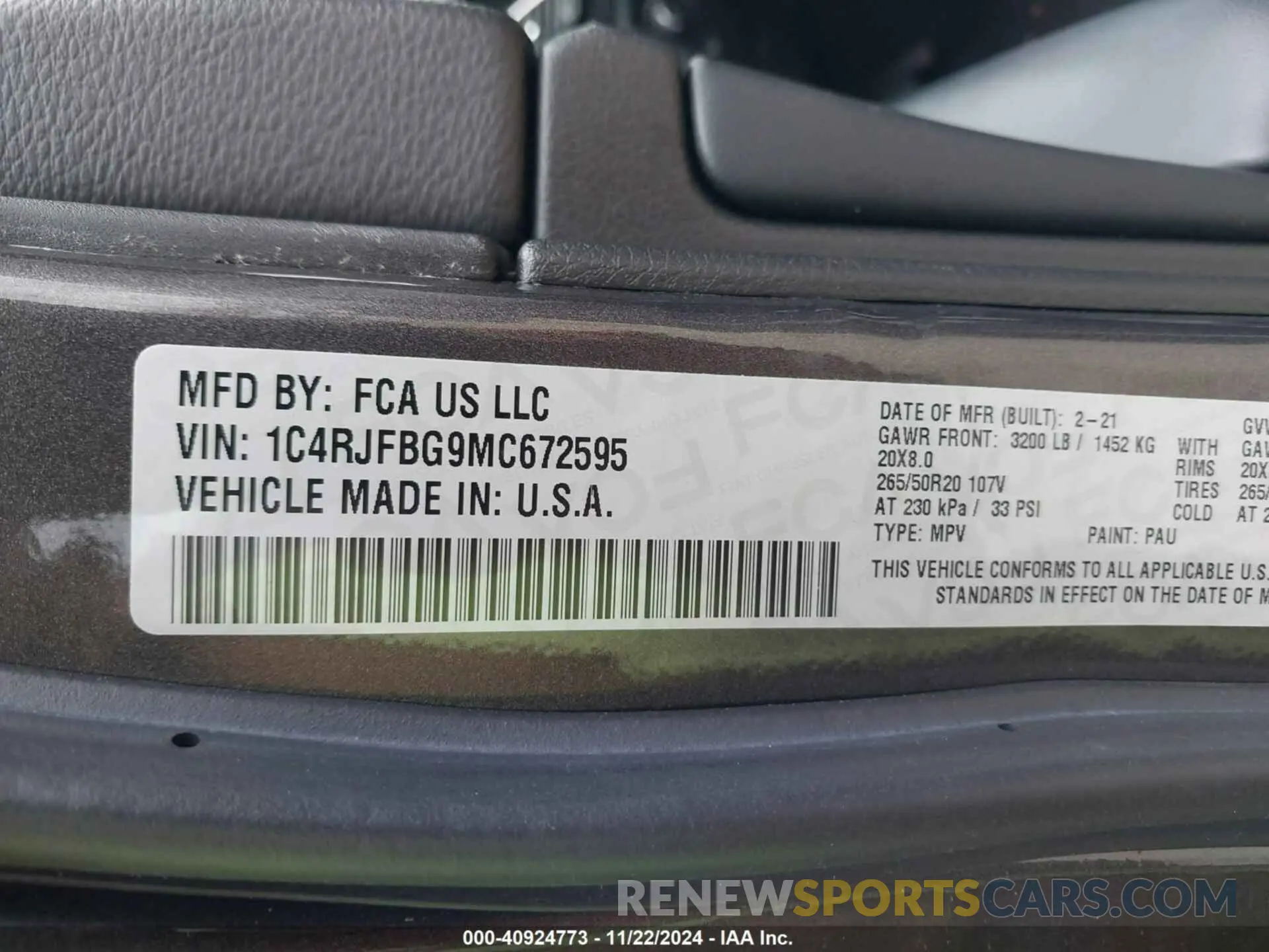 9 fotografías del automóvil dañado 1C4RJFBG9MC672595 JEEP GRAND CHEROKEE 2021