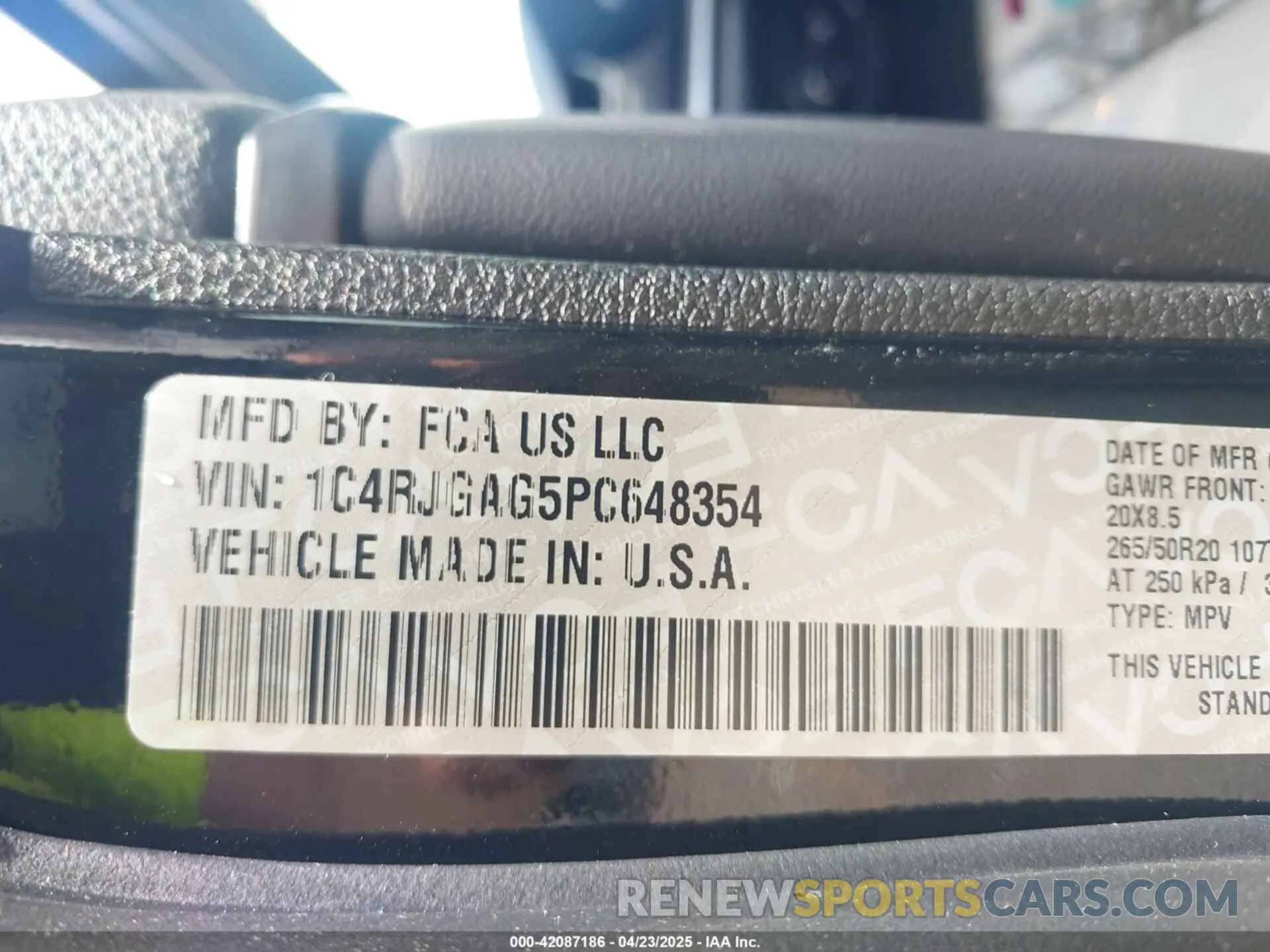 9 fotografías del automóvil dañado 1C4RJGAG5PC648354 JEEP GRAND CHEROKEE 2023
