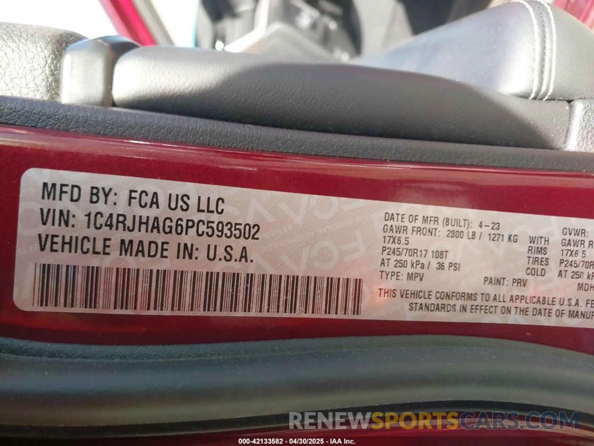 9 fotografías del automóvil dañado 1C4RJHAG6PC593502 JEEP GRAND CHEROKEE 2023