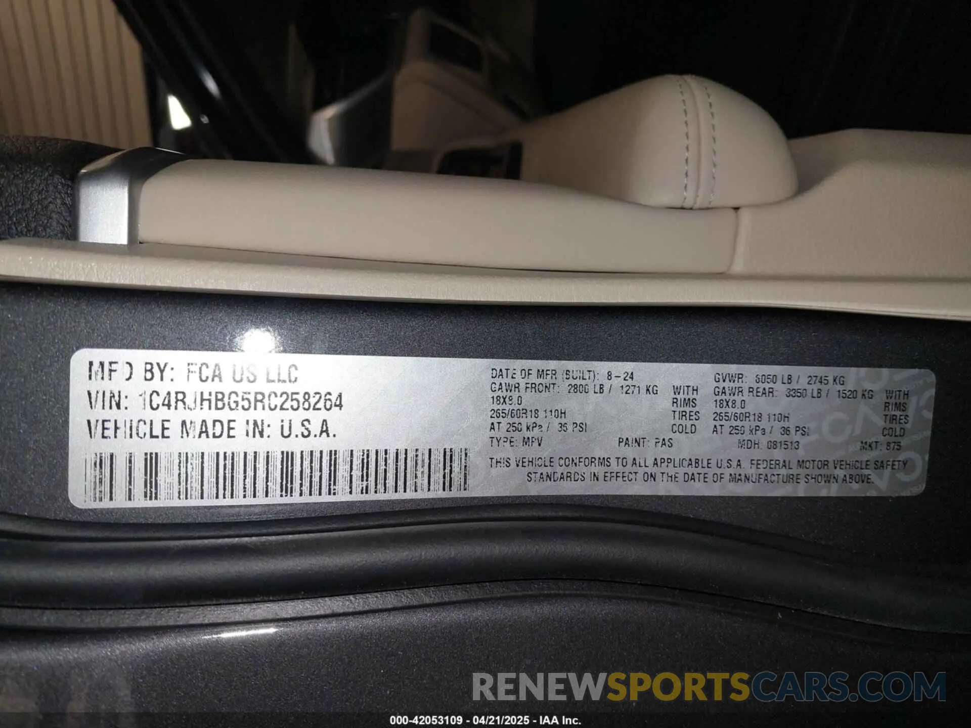 9 fotografías del automóvil dañado 1C4RJHBG5RC258264 JEEP GRAND CHEROKEE 2024