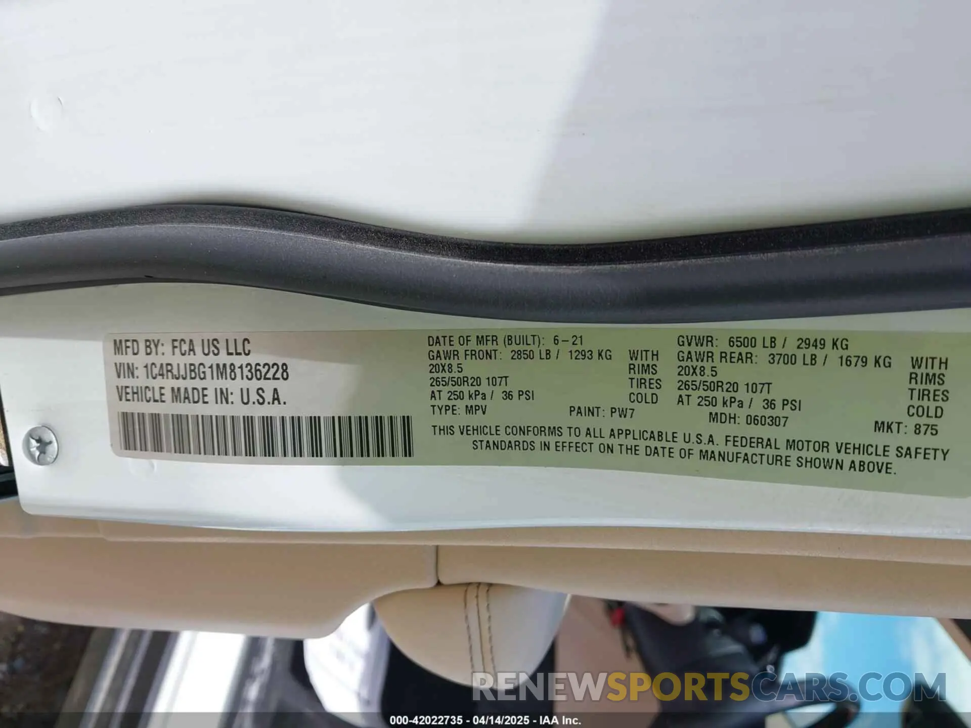 9 fotografías del automóvil dañado 1C4RJJBG1M8136228 JEEP GRAND CHEROKEE L 2021
