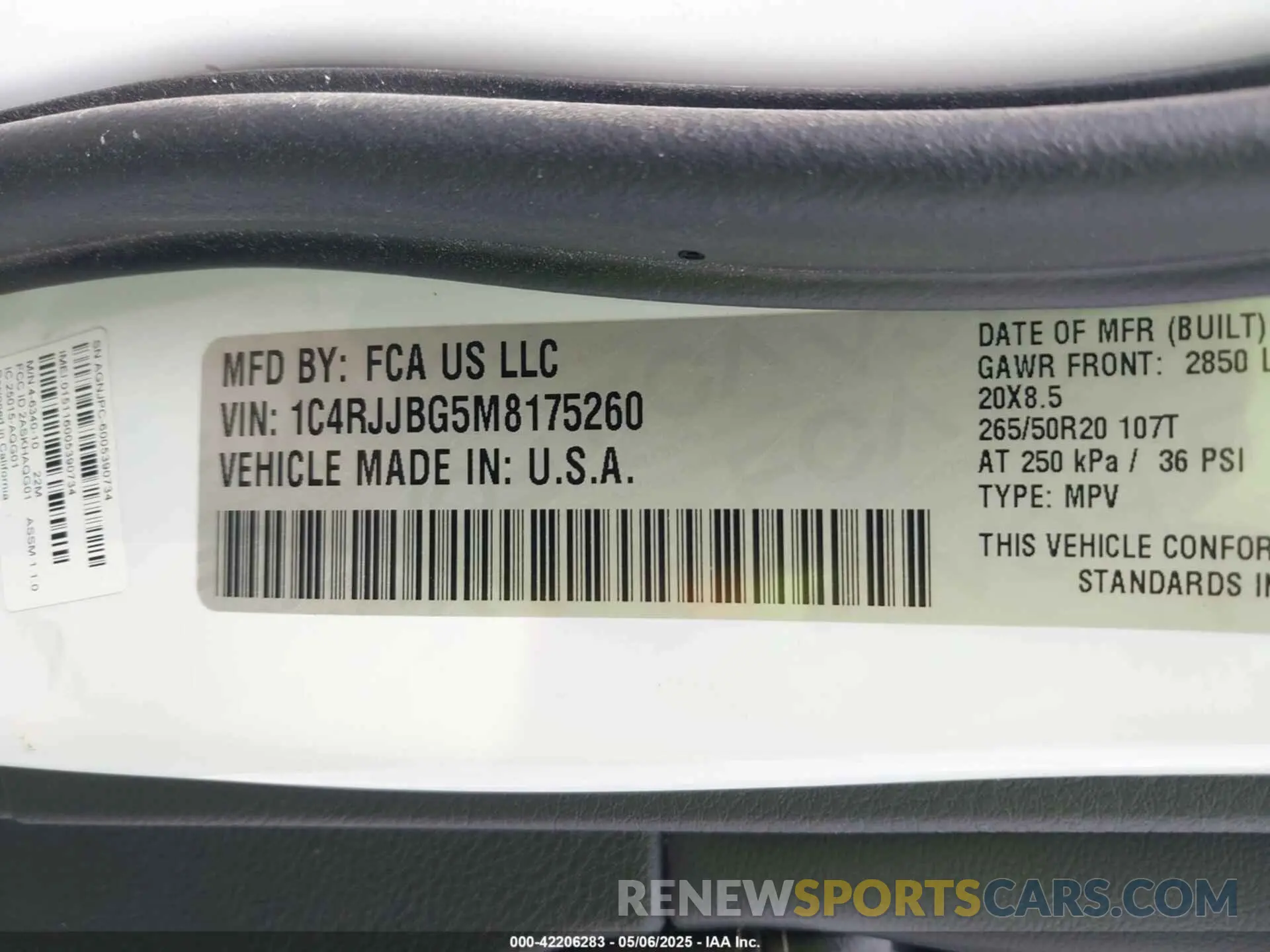 9 fotografías del automóvil dañado 1C4RJJBG5M8175260 JEEP GRAND CHEROKEE L 2021