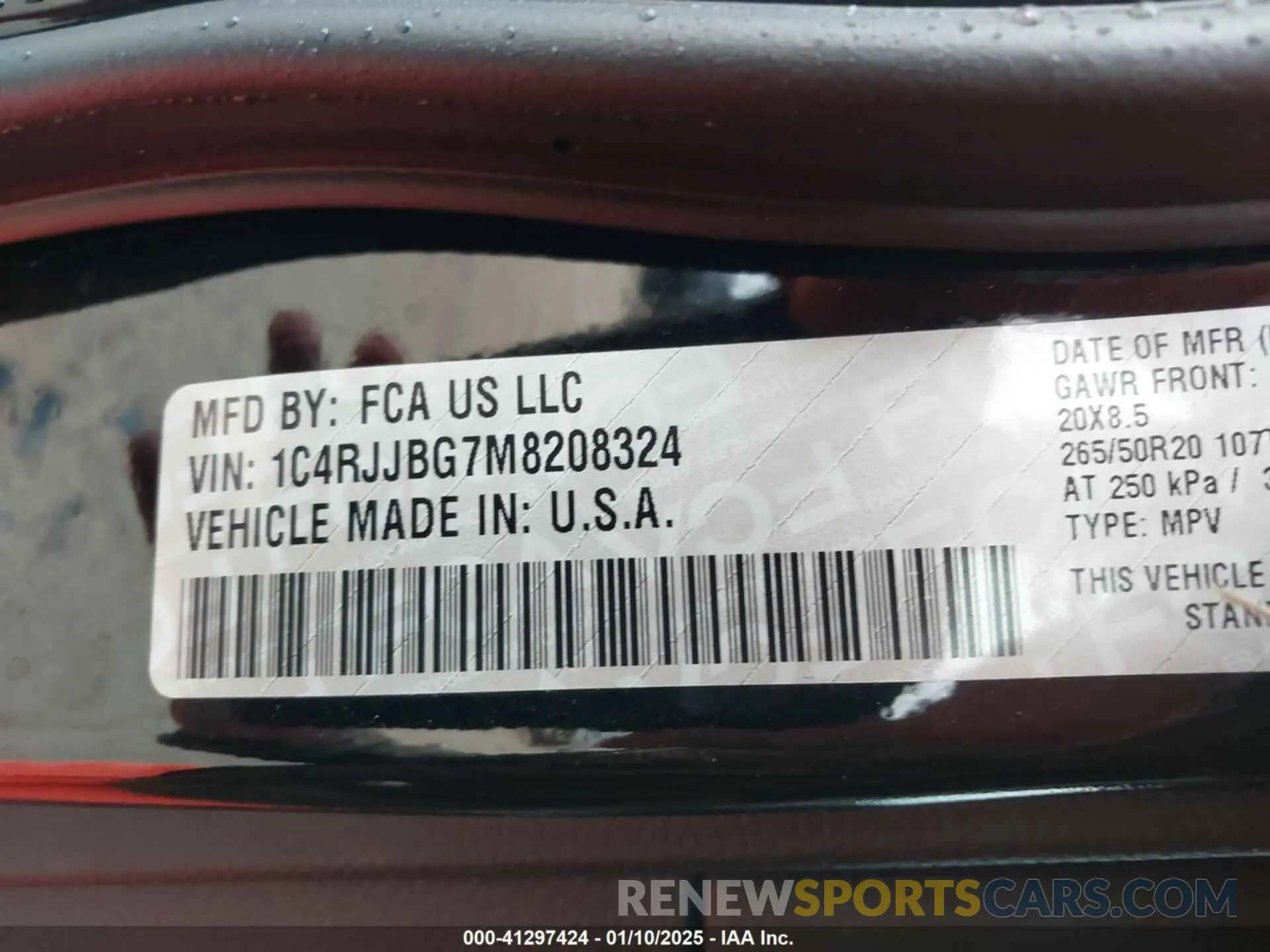 9 fotografías del automóvil dañado 1C4RJJBG7M8208324 JEEP GRAND CHEROKEE L 2021