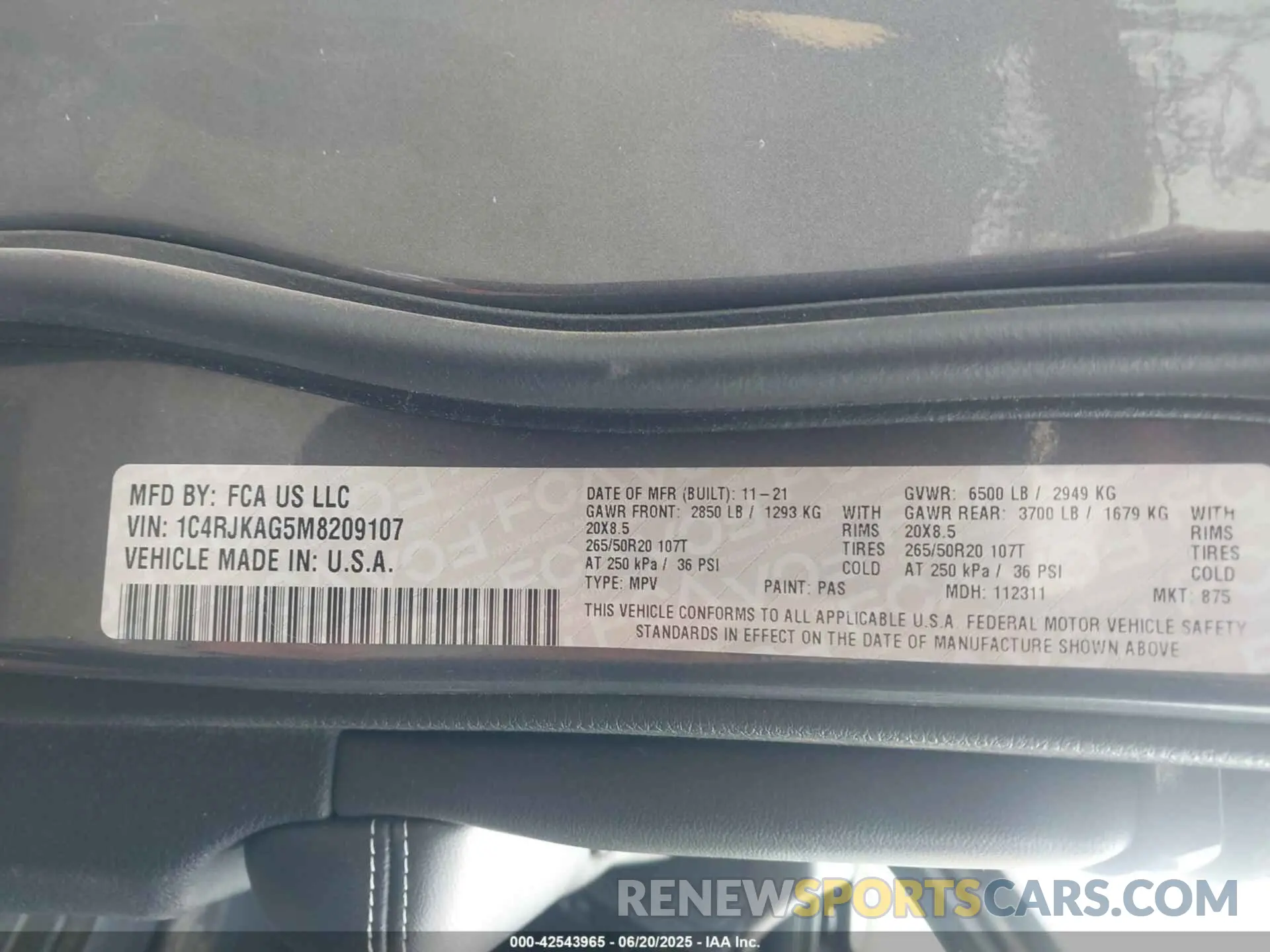9 fotografías del automóvil dañado 1C4RJKAG5M8209107 JEEP GRAND CHEROKEE L 2021