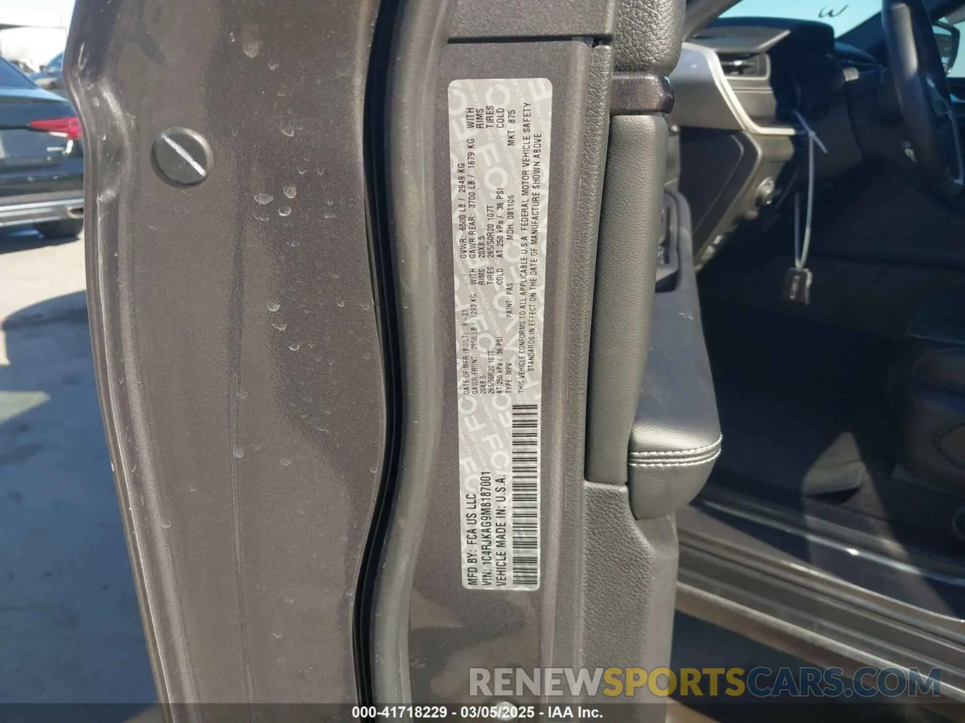 9 fotografías del automóvil dañado 1C4RJKAG9M8187001 JEEP GRAND CHEROKEE L 2021