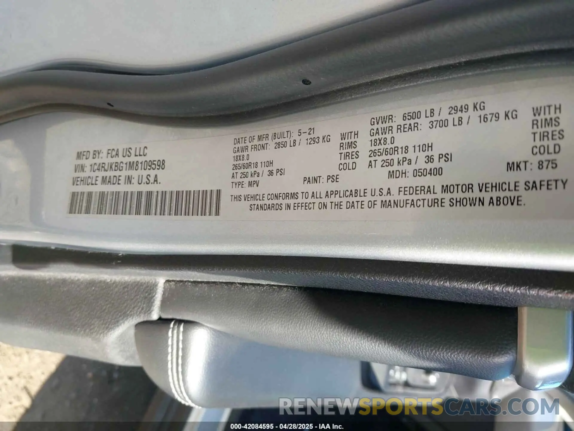 9 fotografías del automóvil dañado 1C4RJKBG1M8109598 JEEP GRAND CHEROKEE L 2021