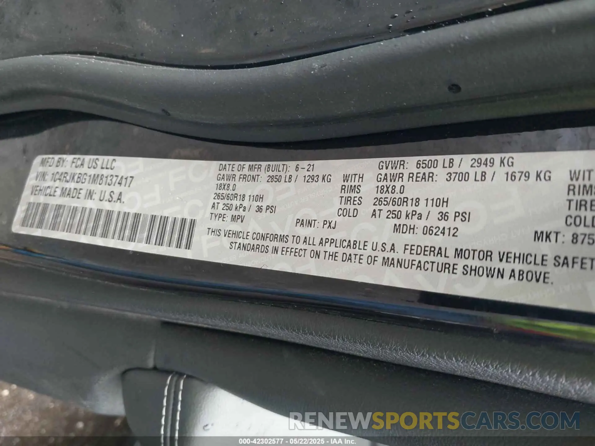 9 fotografías del automóvil dañado 1C4RJKBG1M8137417 JEEP GRAND CHEROKEE L 2021