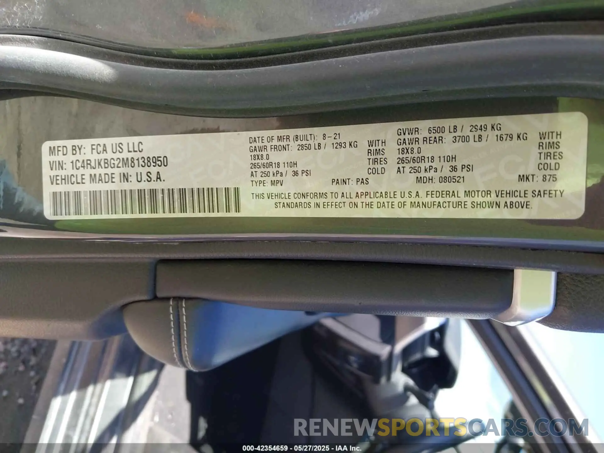 9 fotografías del automóvil dañado 1C4RJKBG2M8138950 JEEP GRAND CHEROKEE L 2021