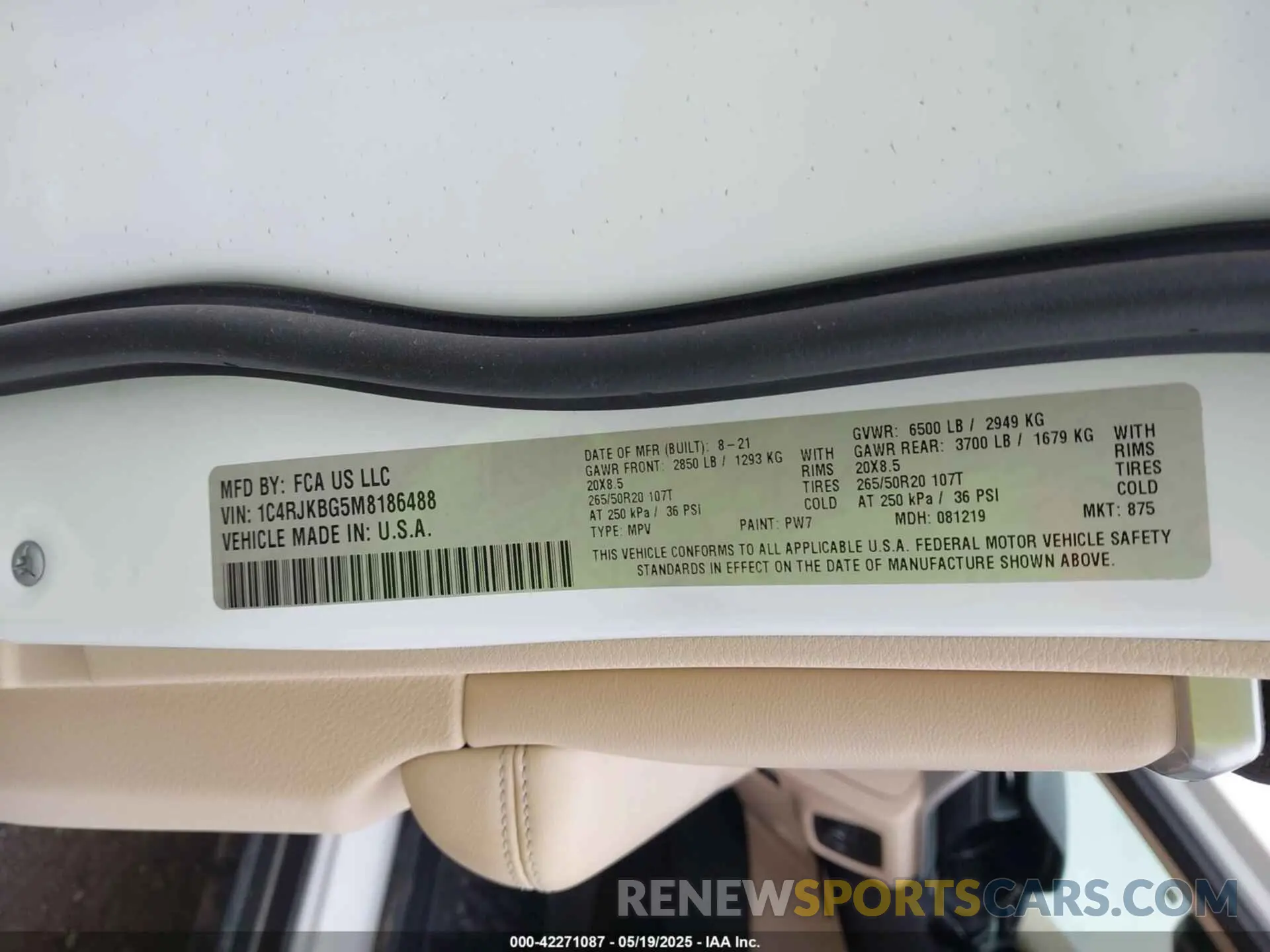 9 fotografías del automóvil dañado 1C4RJKBG5M8186488 JEEP GRAND CHEROKEE L 2021
