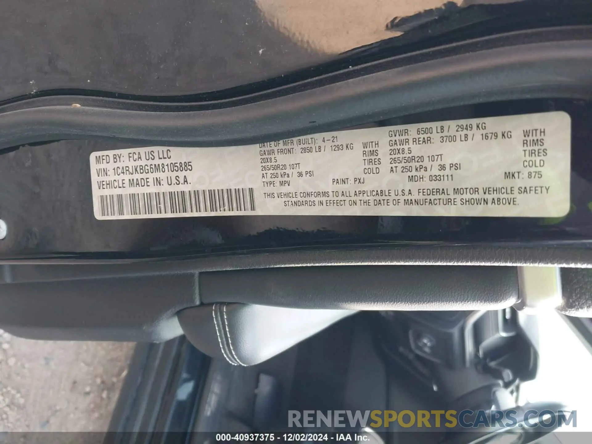 9 fotografías del automóvil dañado 1C4RJKBG6M8105885 JEEP GRAND CHEROKEE L 2021