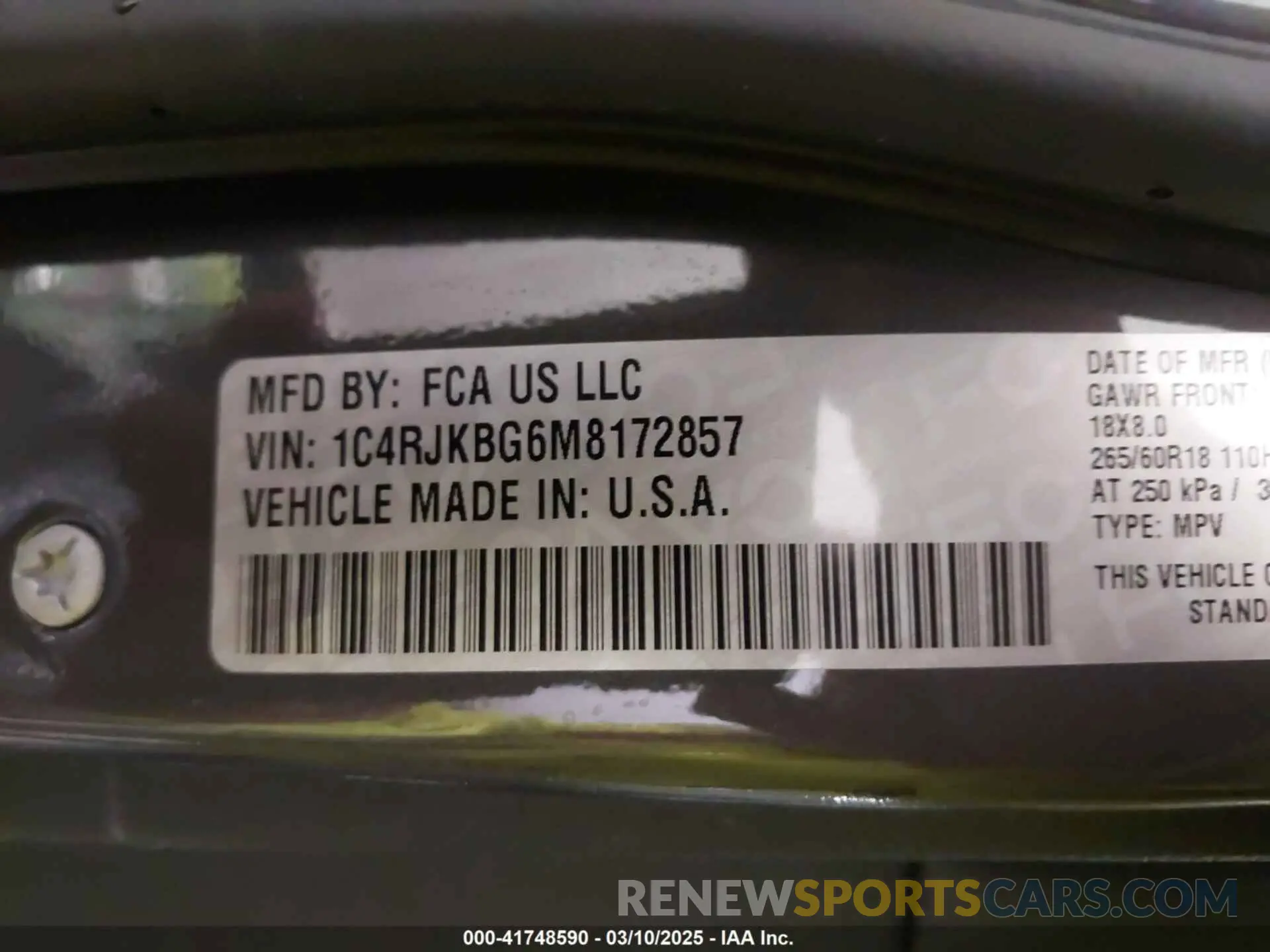 9 fotografías del automóvil dañado 1C4RJKBG6M8172857 JEEP GRAND CHEROKEE L 2021