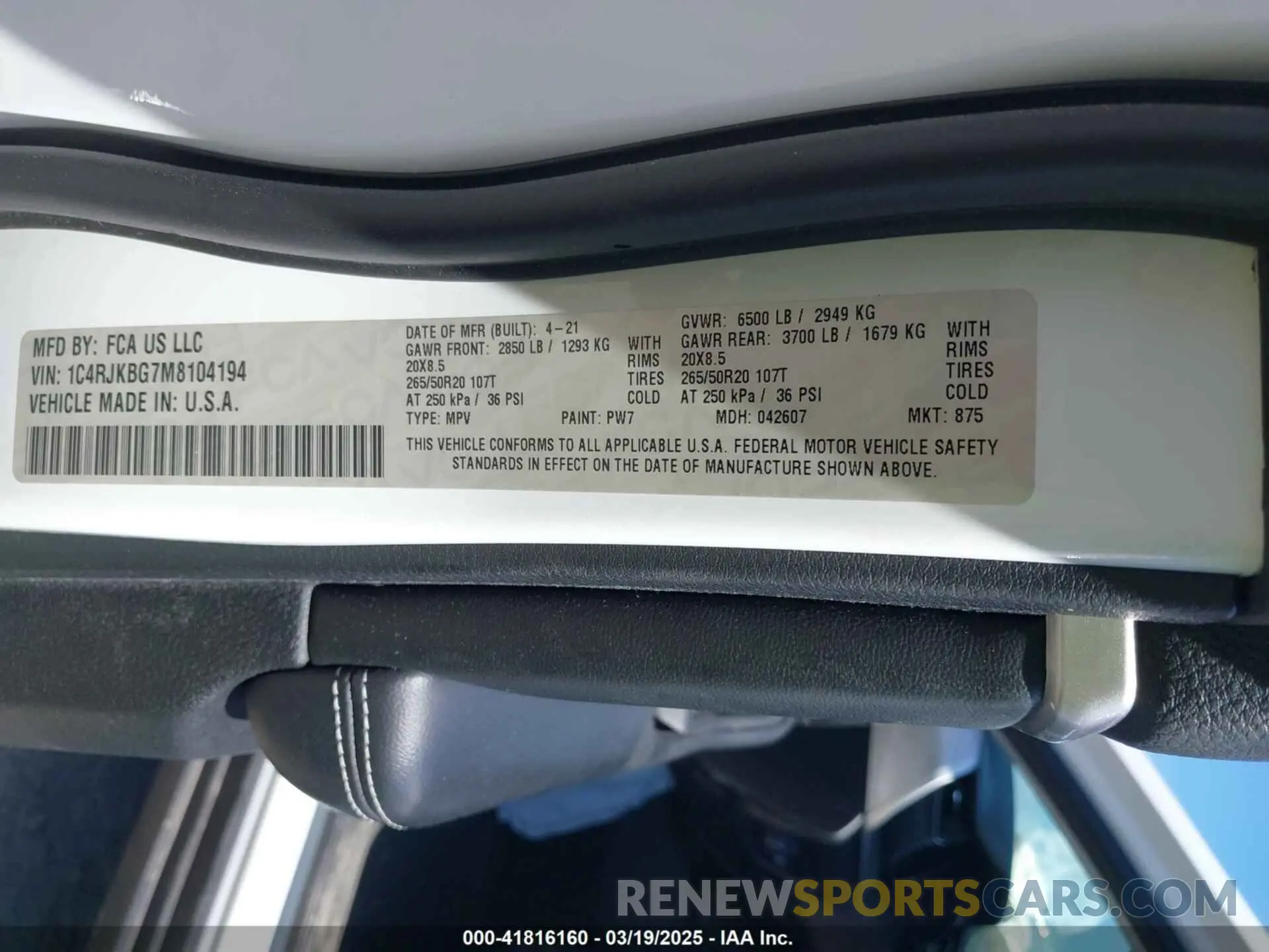 9 fotografías del automóvil dañado 1C4RJKBG7M8104194 JEEP GRAND CHEROKEE L 2021